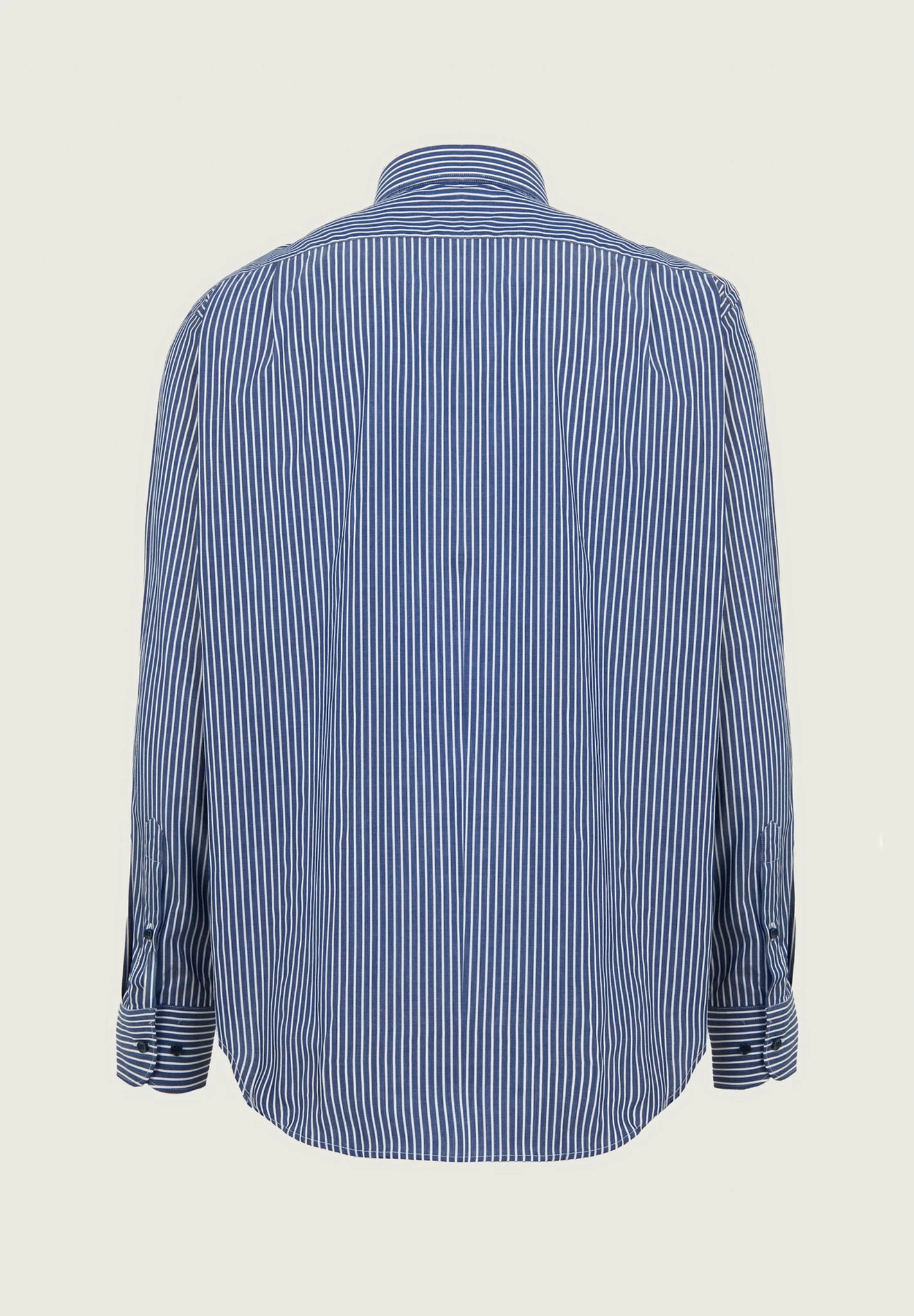 Camicia blu scura bianca rigata cotone comfort fit Angelico 3