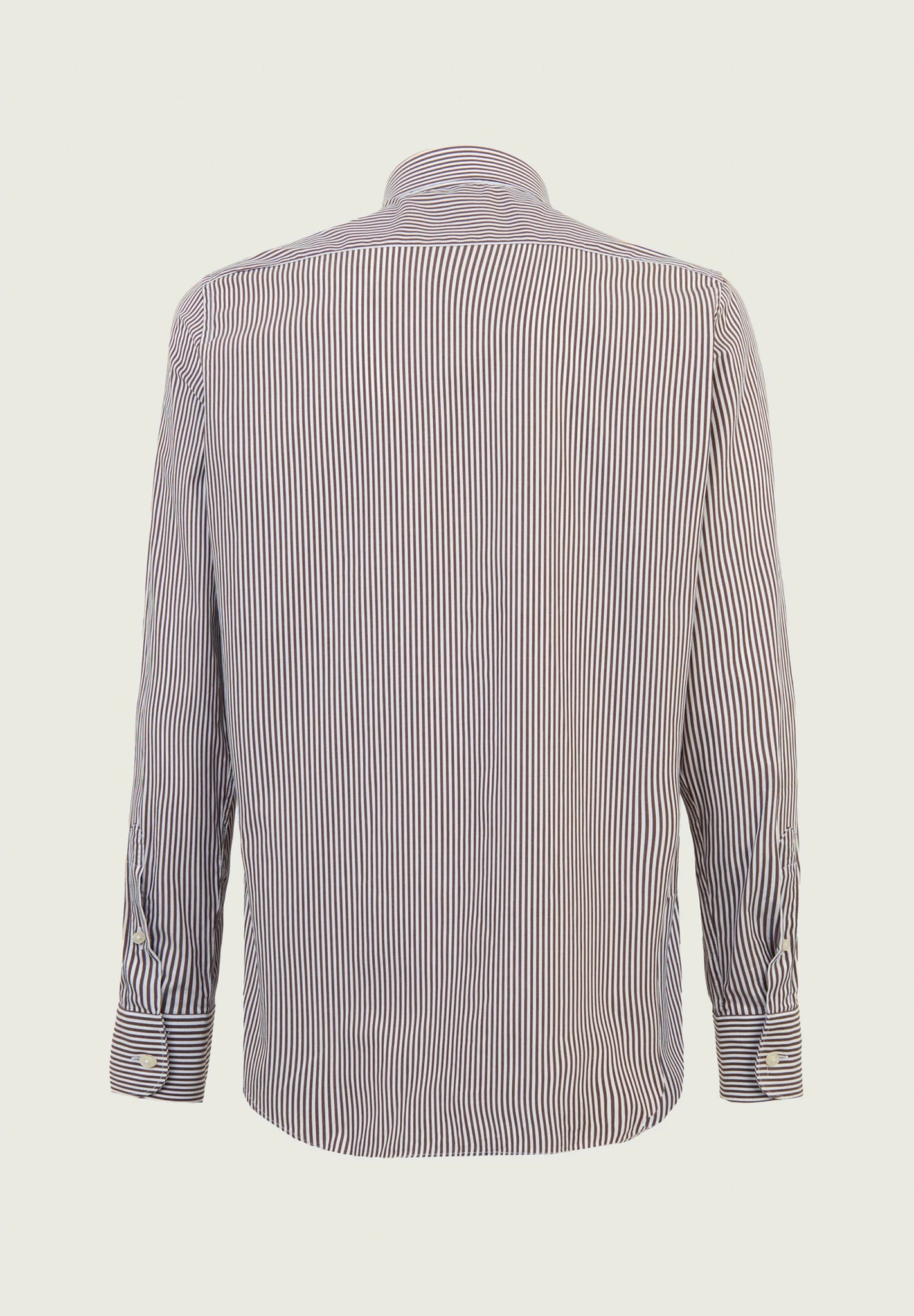 Slim fit white and brown striped cotton shirt Angelico 3