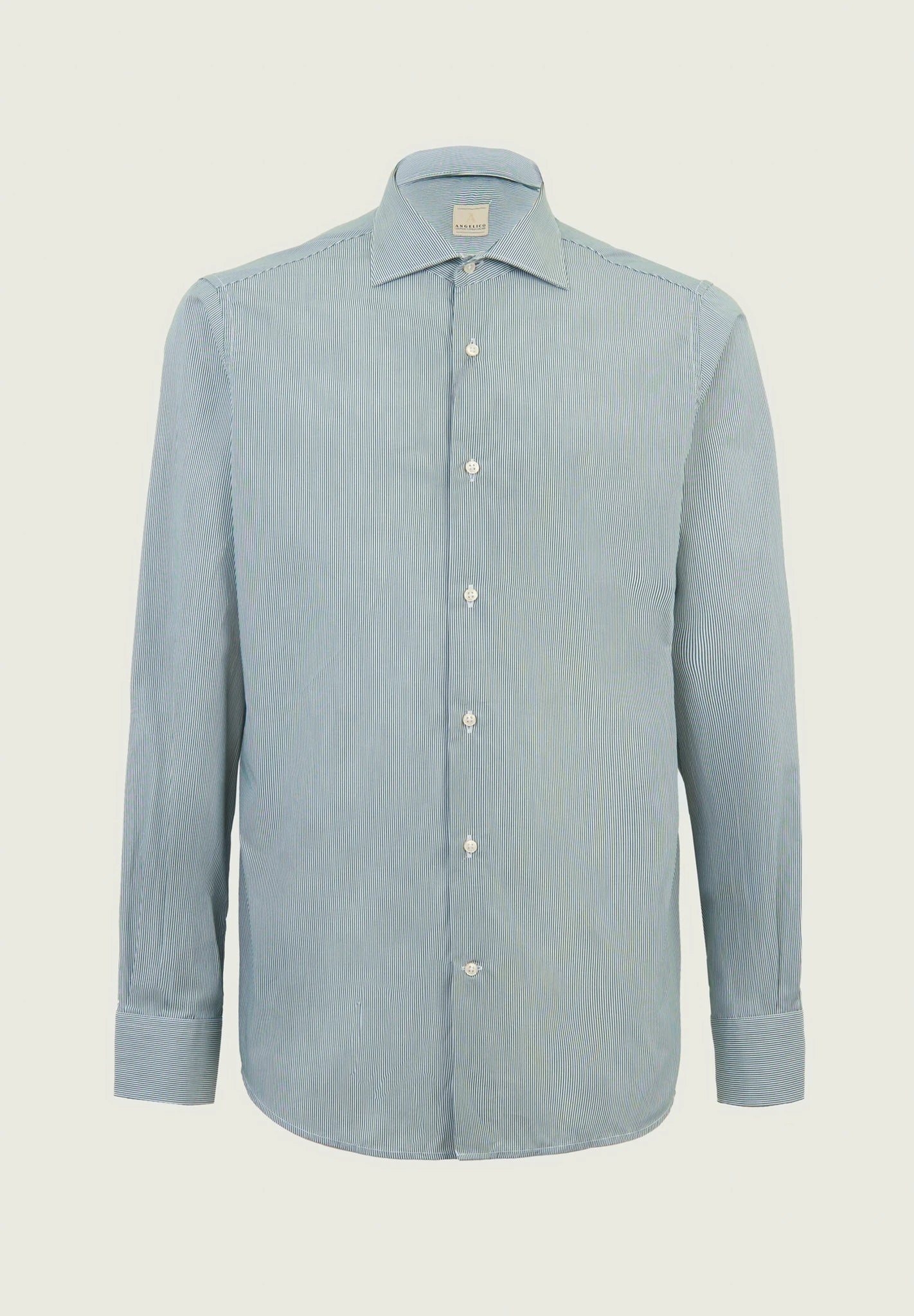 White and green cotton shirt with regular fit Angelico 1