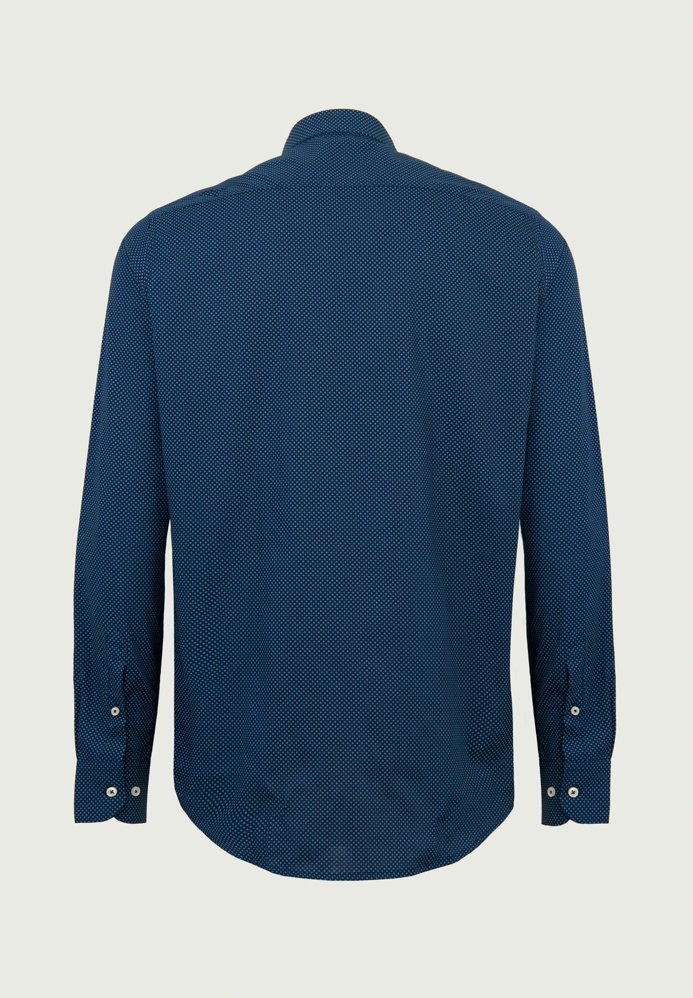 Dark blue shirt with micro-pattern print and slim fit cotton Angelico 3