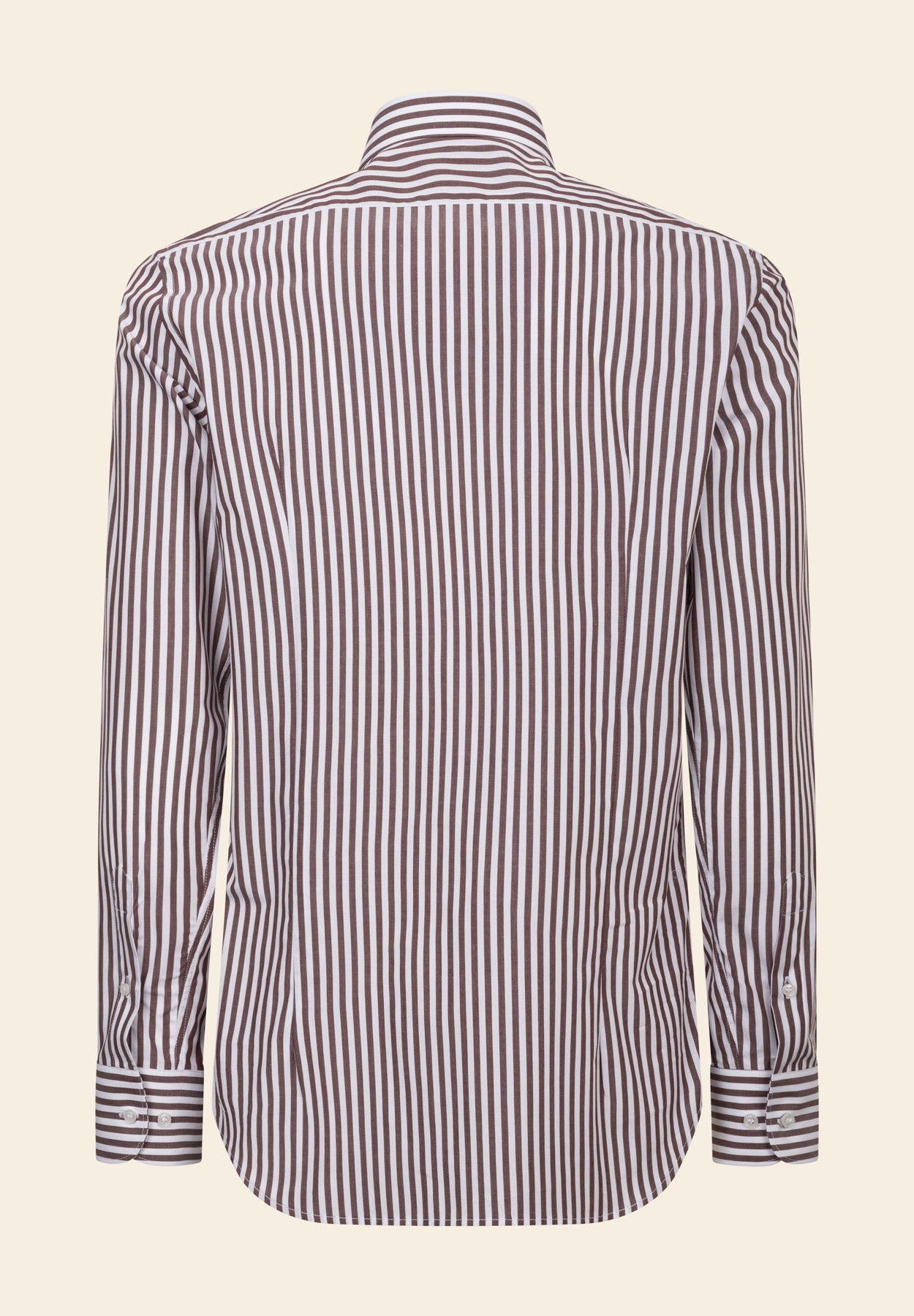Camicia marrone bianca bacchettina cotone slim fit-Angelico