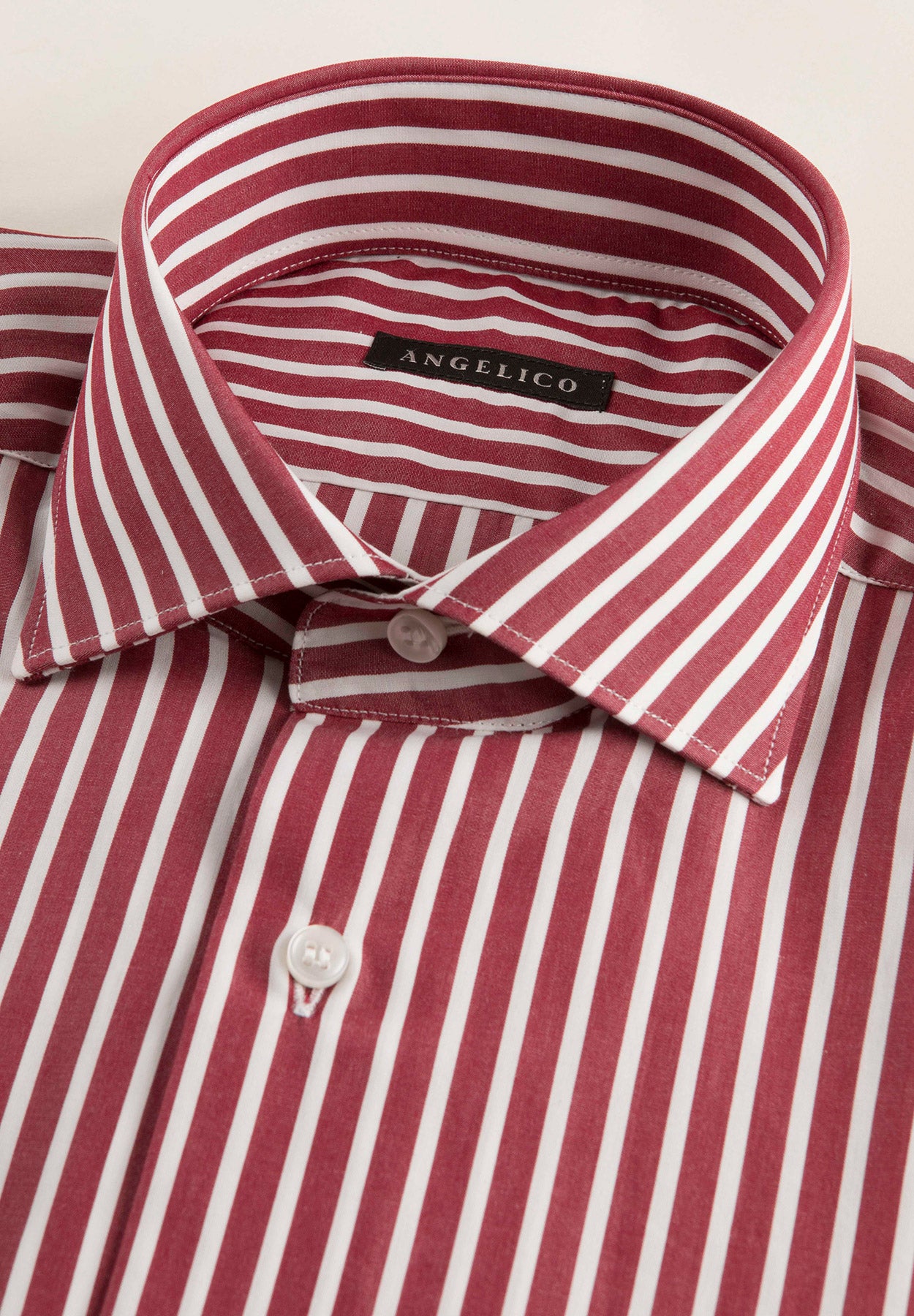 Camicia rosso bacchettina cotone slim fit-Angelico