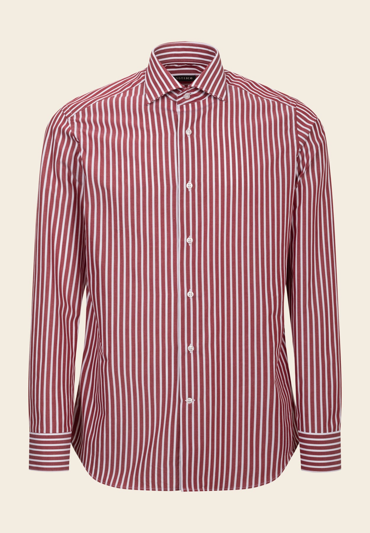 Camicia rosso bacchettina cotone slim fit-Angelico
