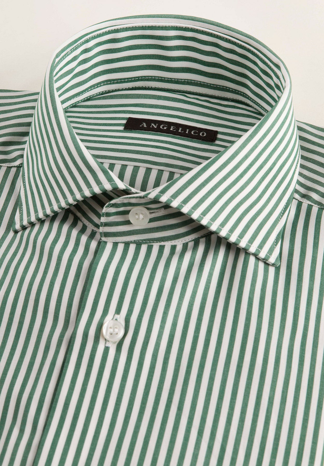 Camicia verde bacchettina cotone slim fit-Angelico