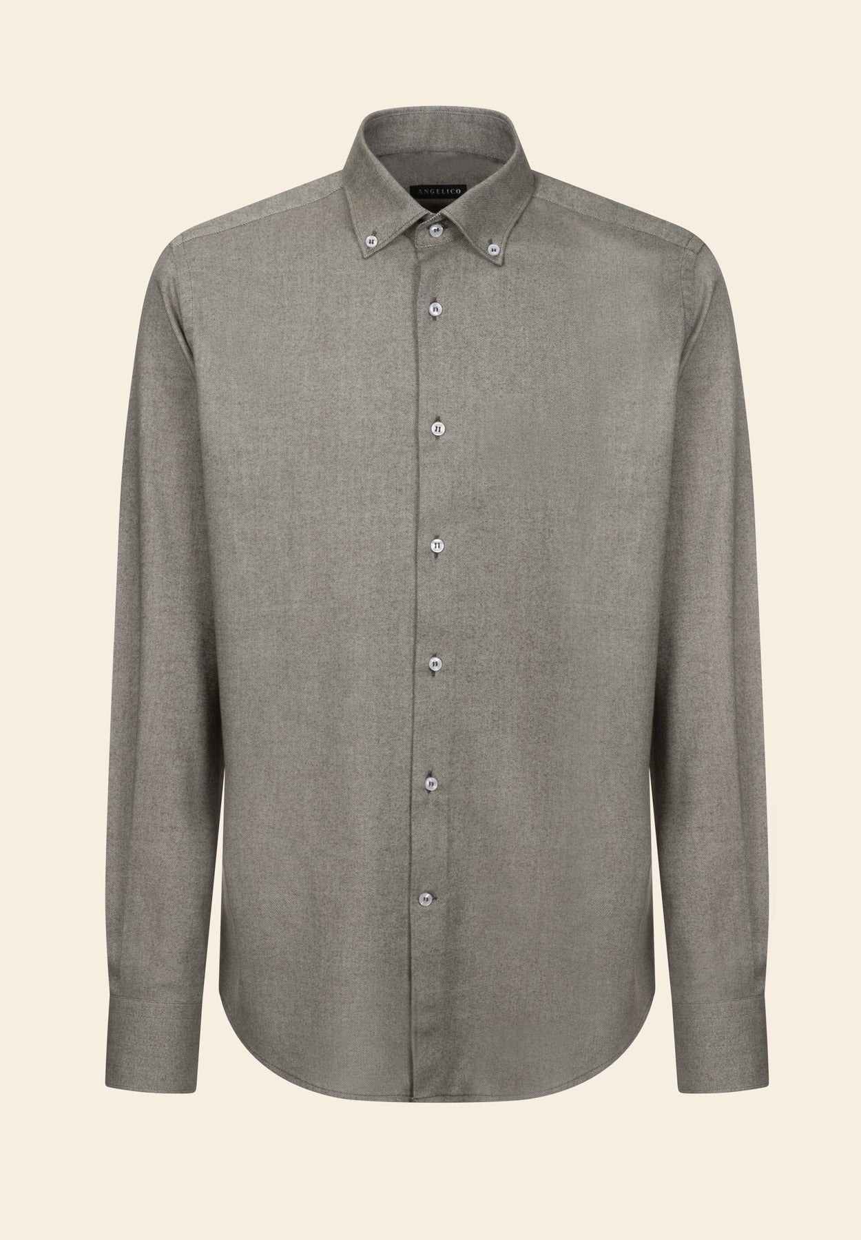 Green flannel cotton shirt regular fit Angelico 1