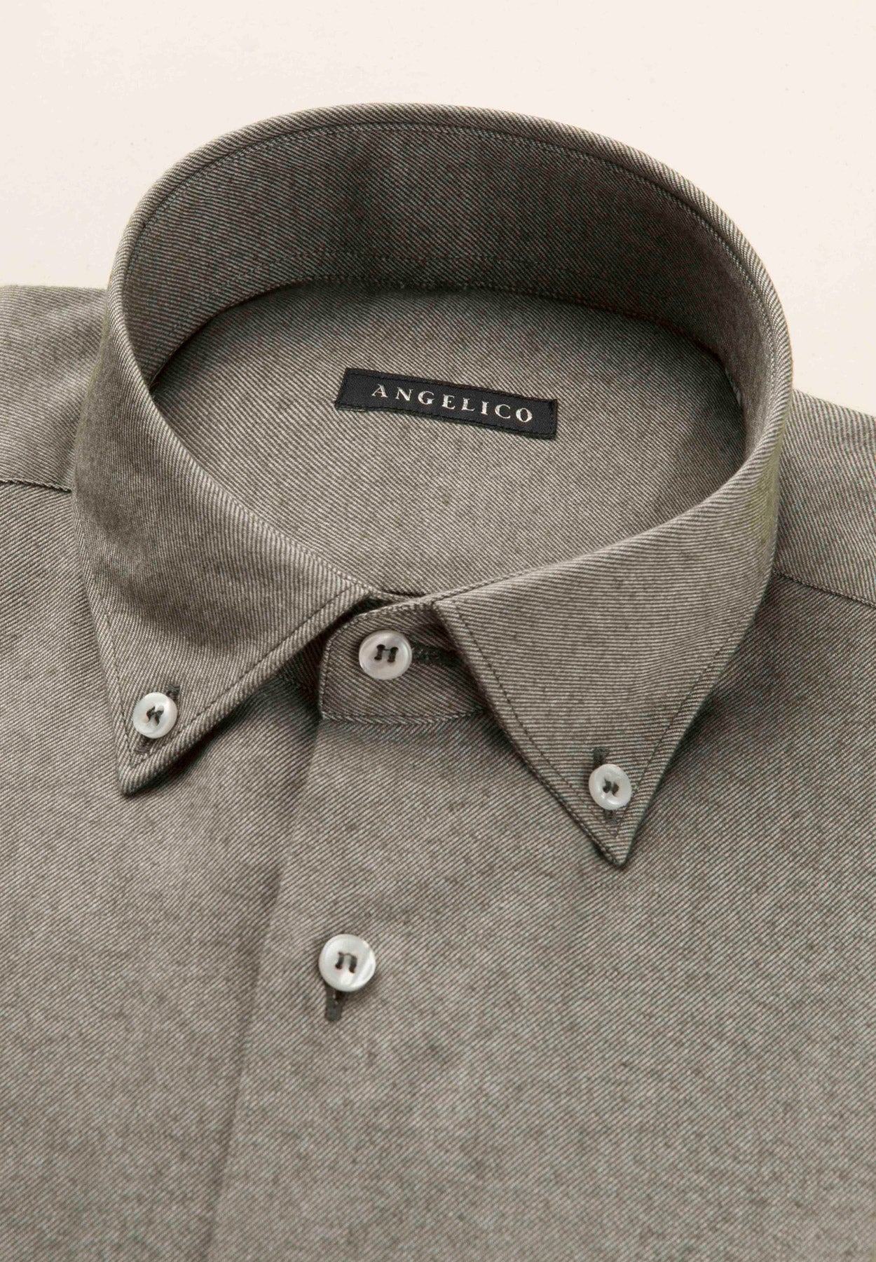 Camicia verde flanella cotone regular fit-Angelico