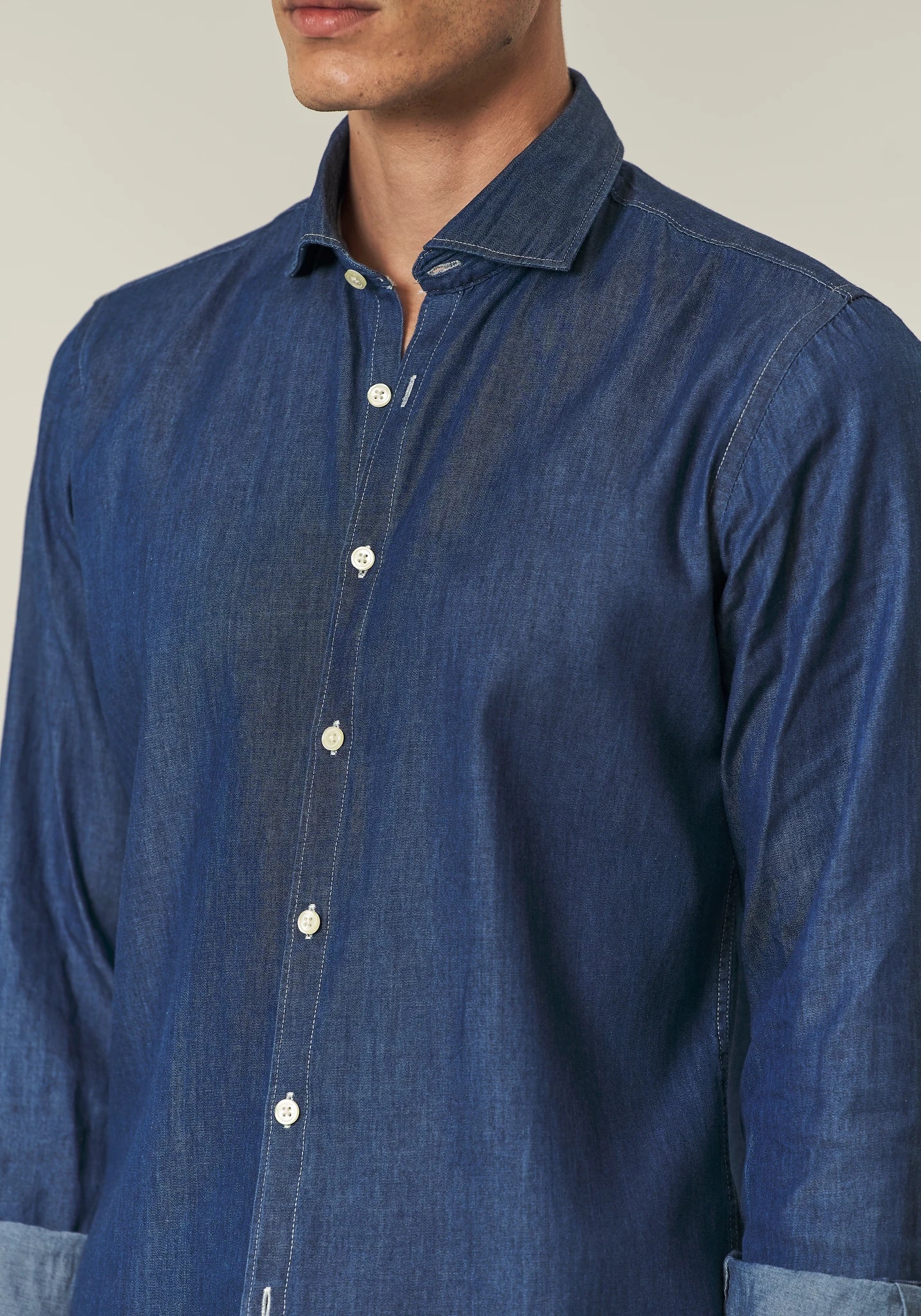 Camicia denim blu slim fit