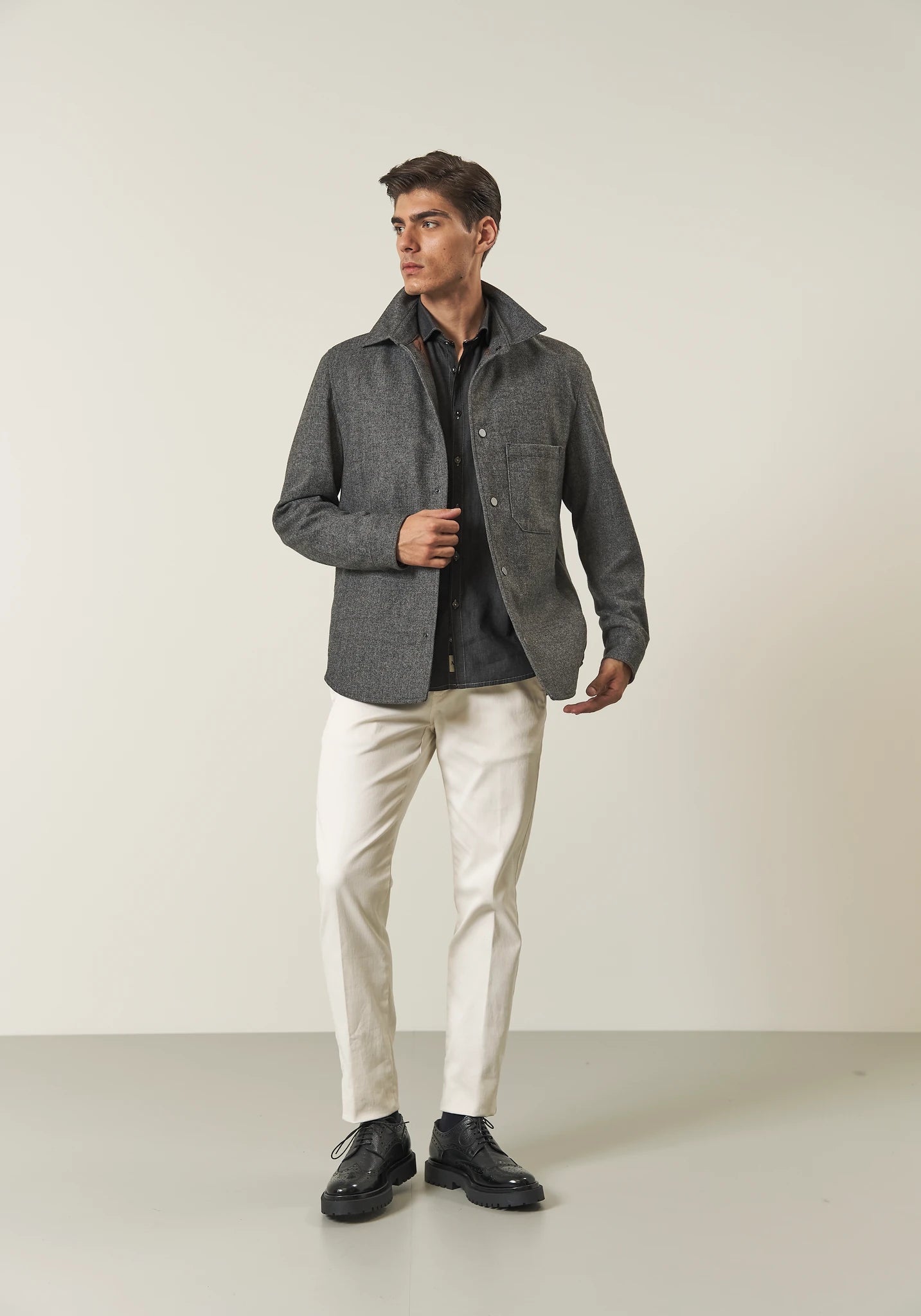 Camicia denim nera slim fit