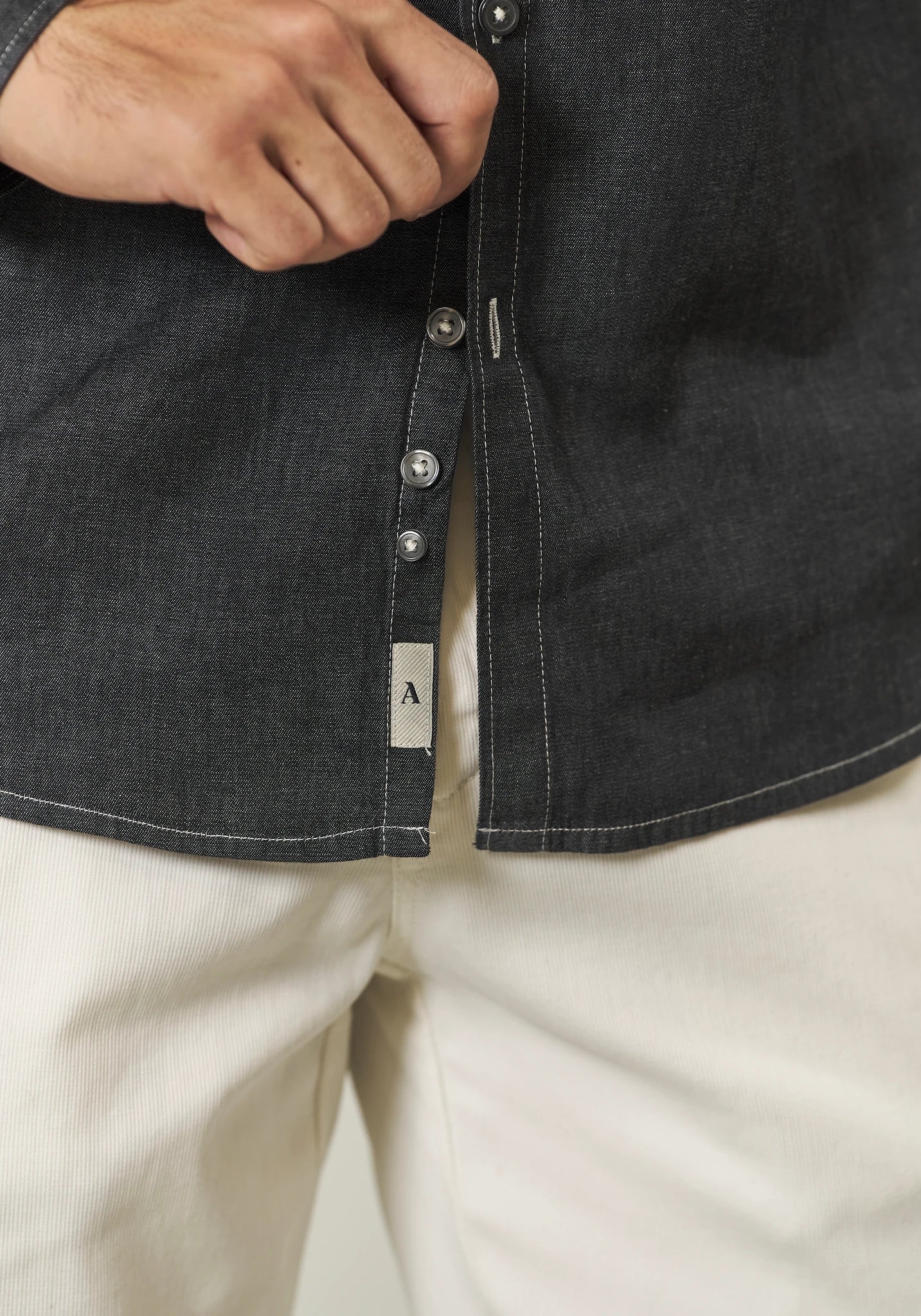 Camicia denim nera slim fit