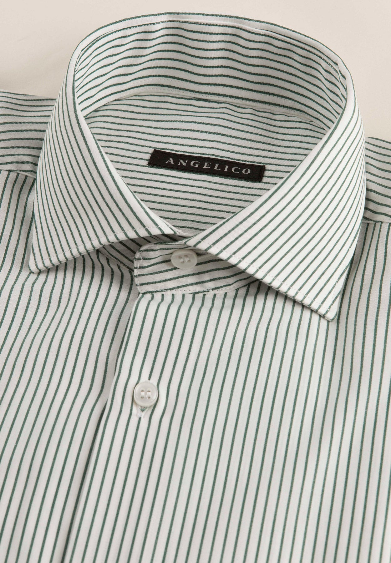 Camicia verde bianco rigata cotone regular fit-Angelico