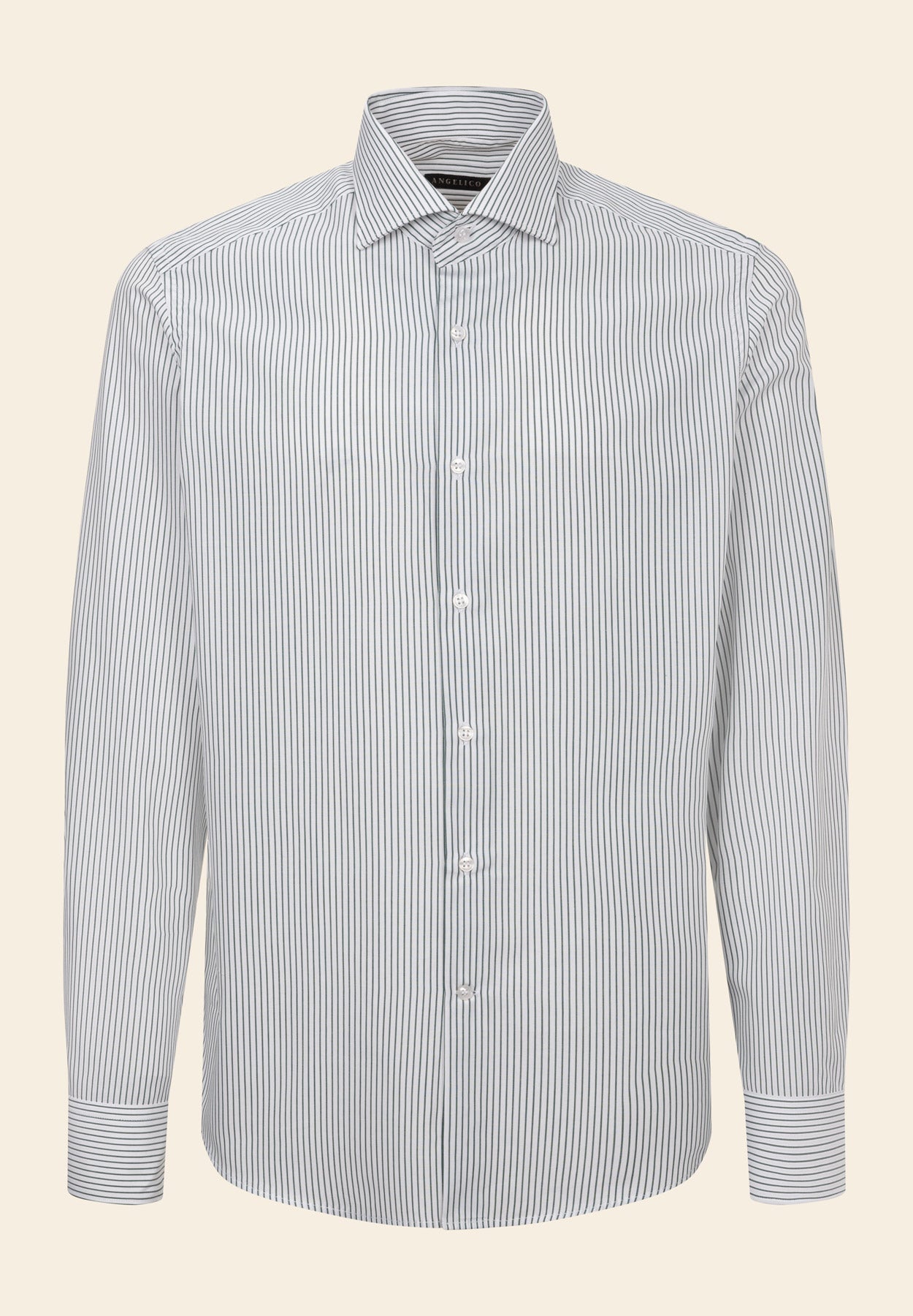 Camicia verde bianco rigata cotone regular fit-Angelico