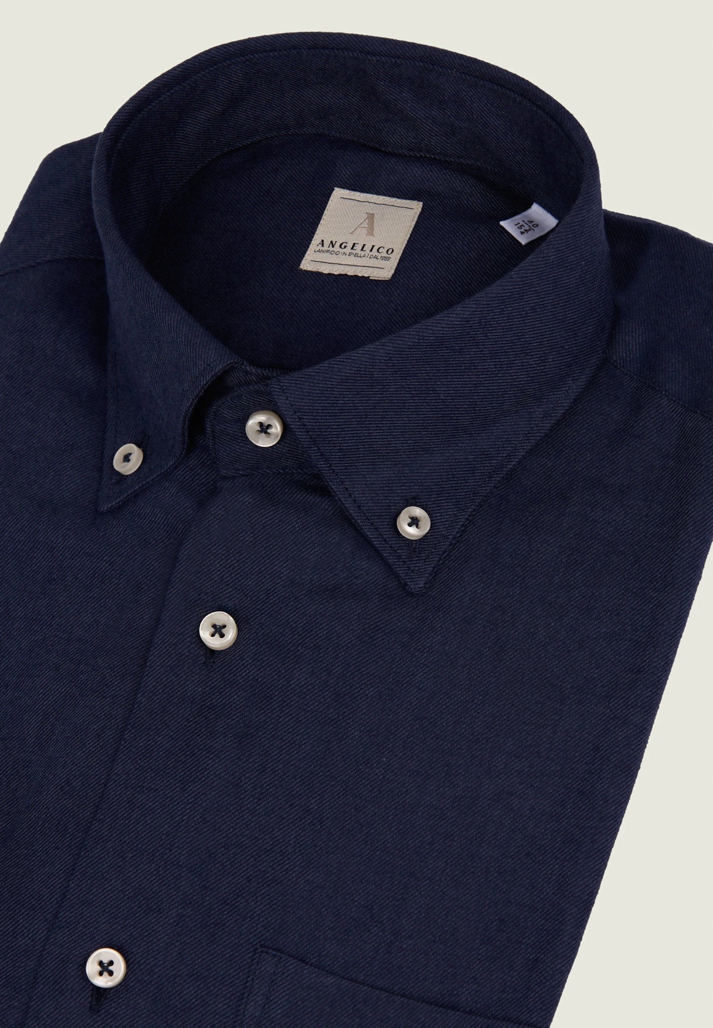 Camicia avio flanella button down regular fit Angelico 2