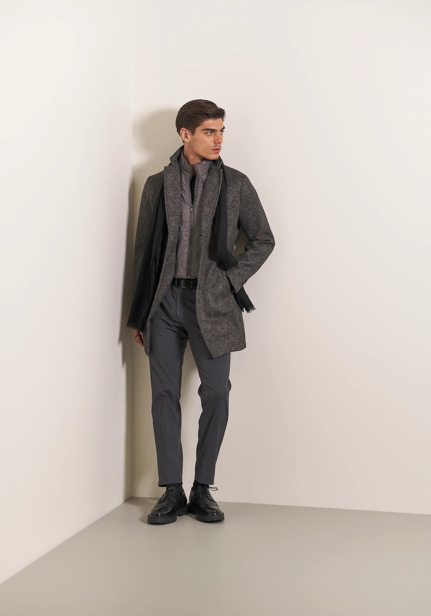 Cappotto grigio jersey sfoderato Galles pettorina removibile