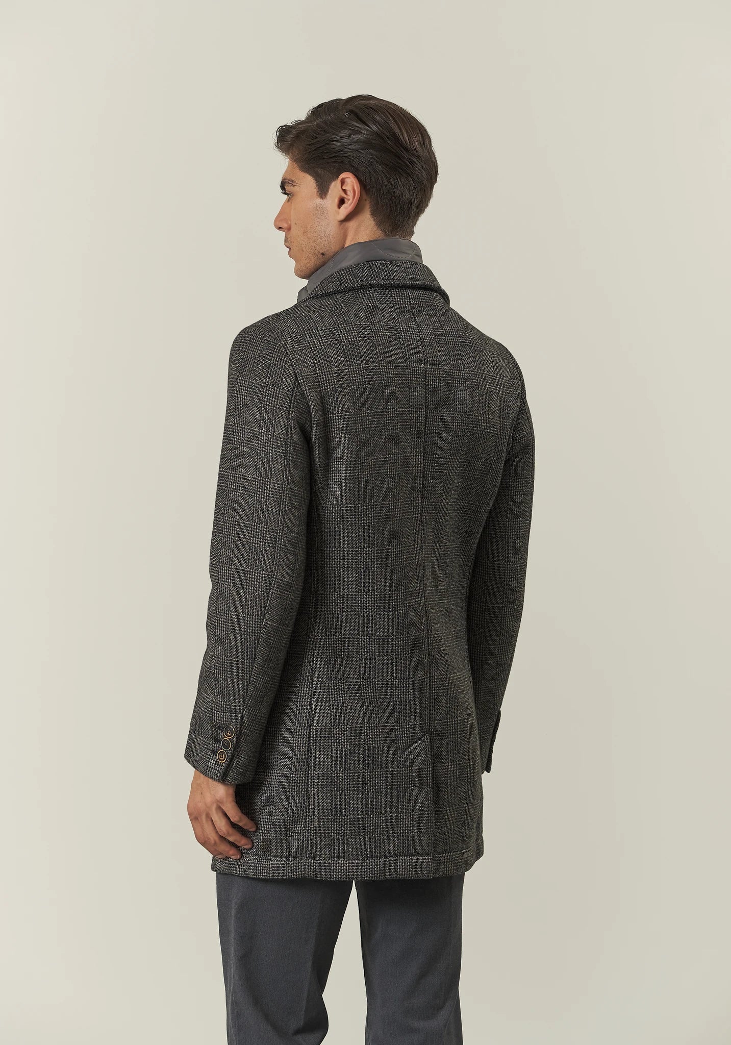 Cappotto grigio jersey sfoderato Galles pettorina removibile