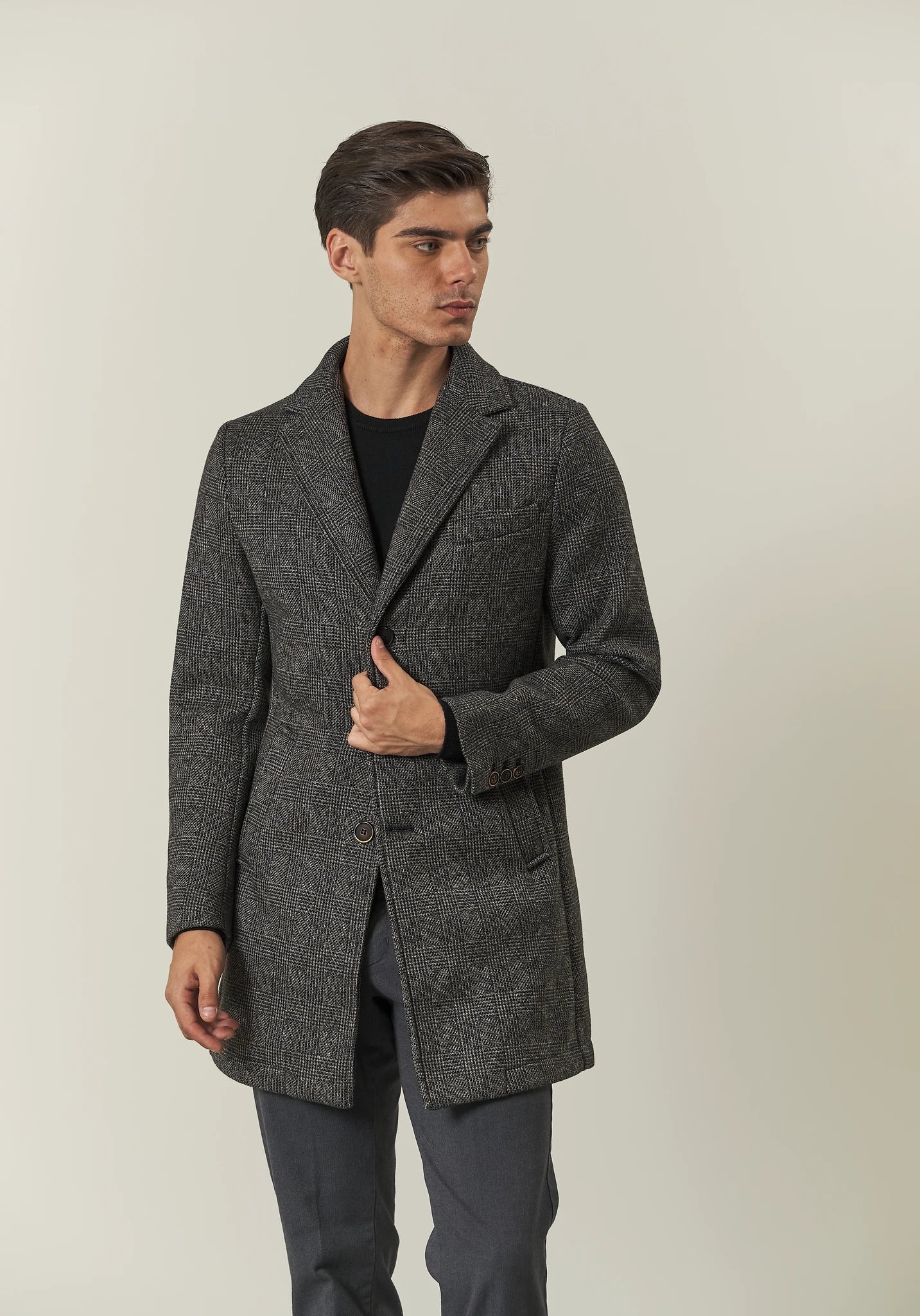 Cappotto grigio jersey sfoderato Galles pettorina removibile