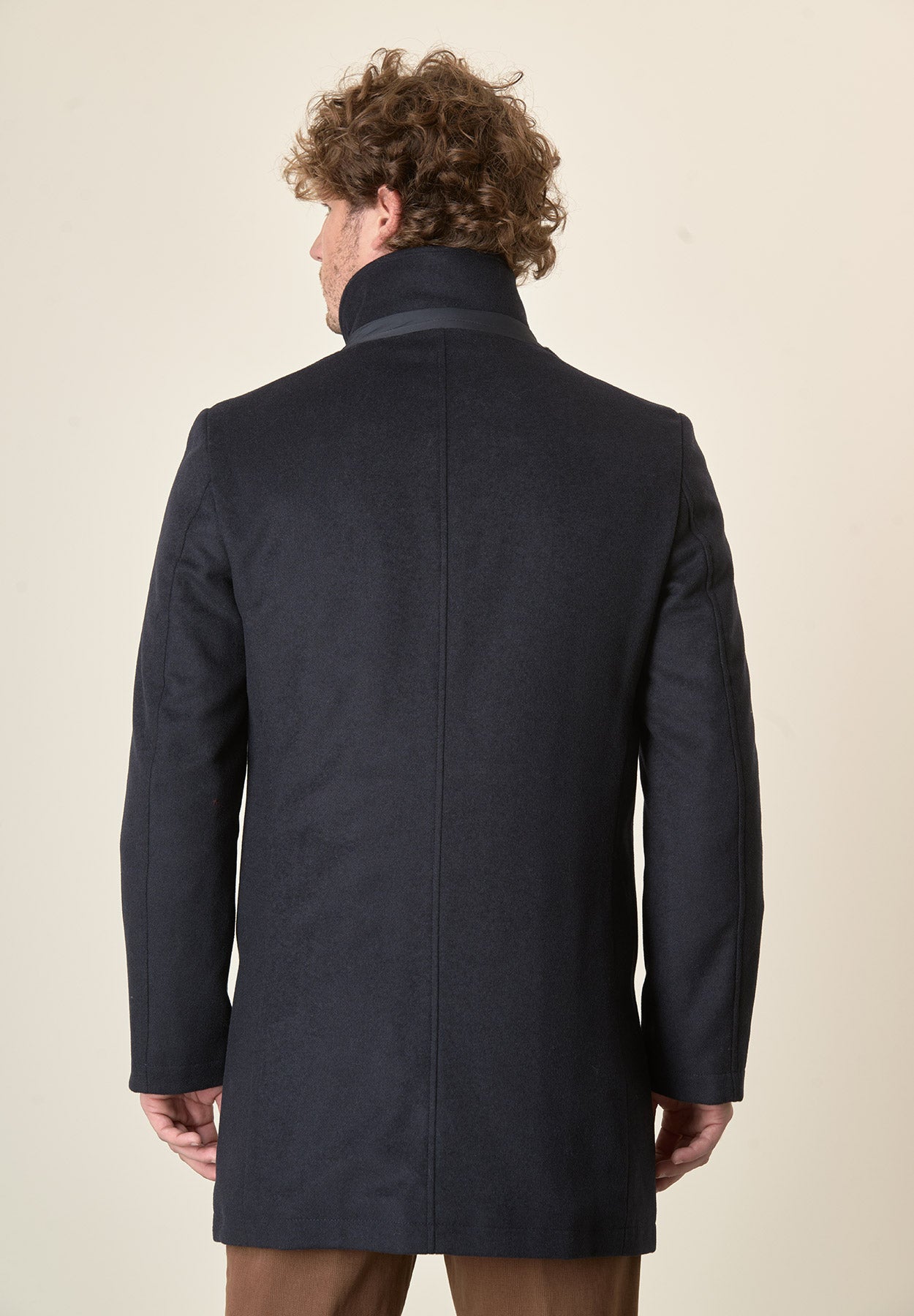Cappotto blu collo coreano pettorina staccabile-Angelico