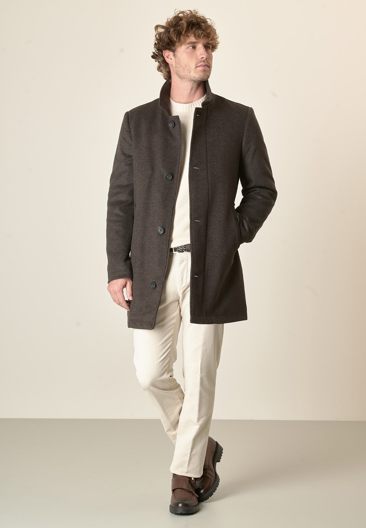 Cappotto moro collo coreano pettorina staccabile-Angelico