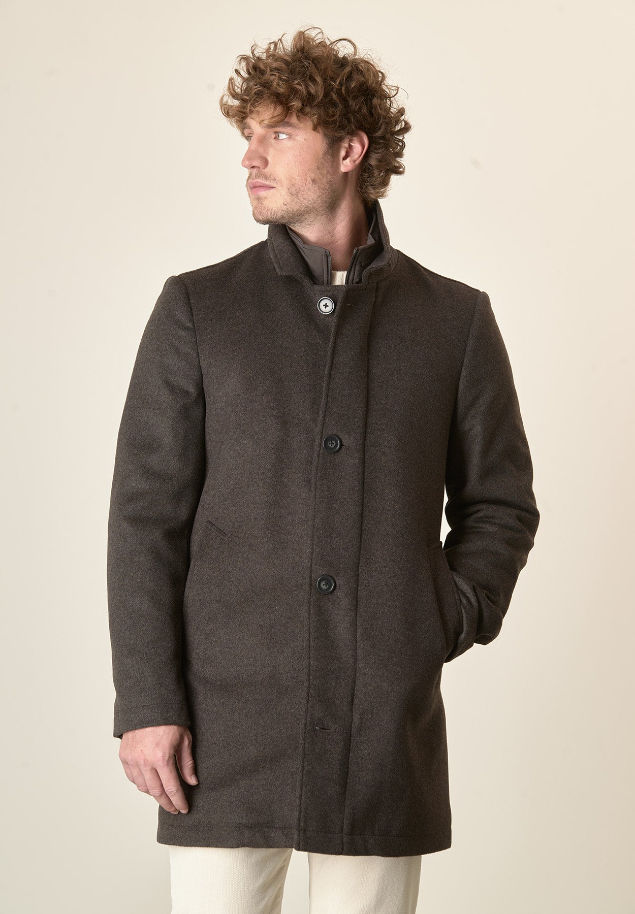 Cappotto moro collo coreano pettorina staccabile-Angelico
