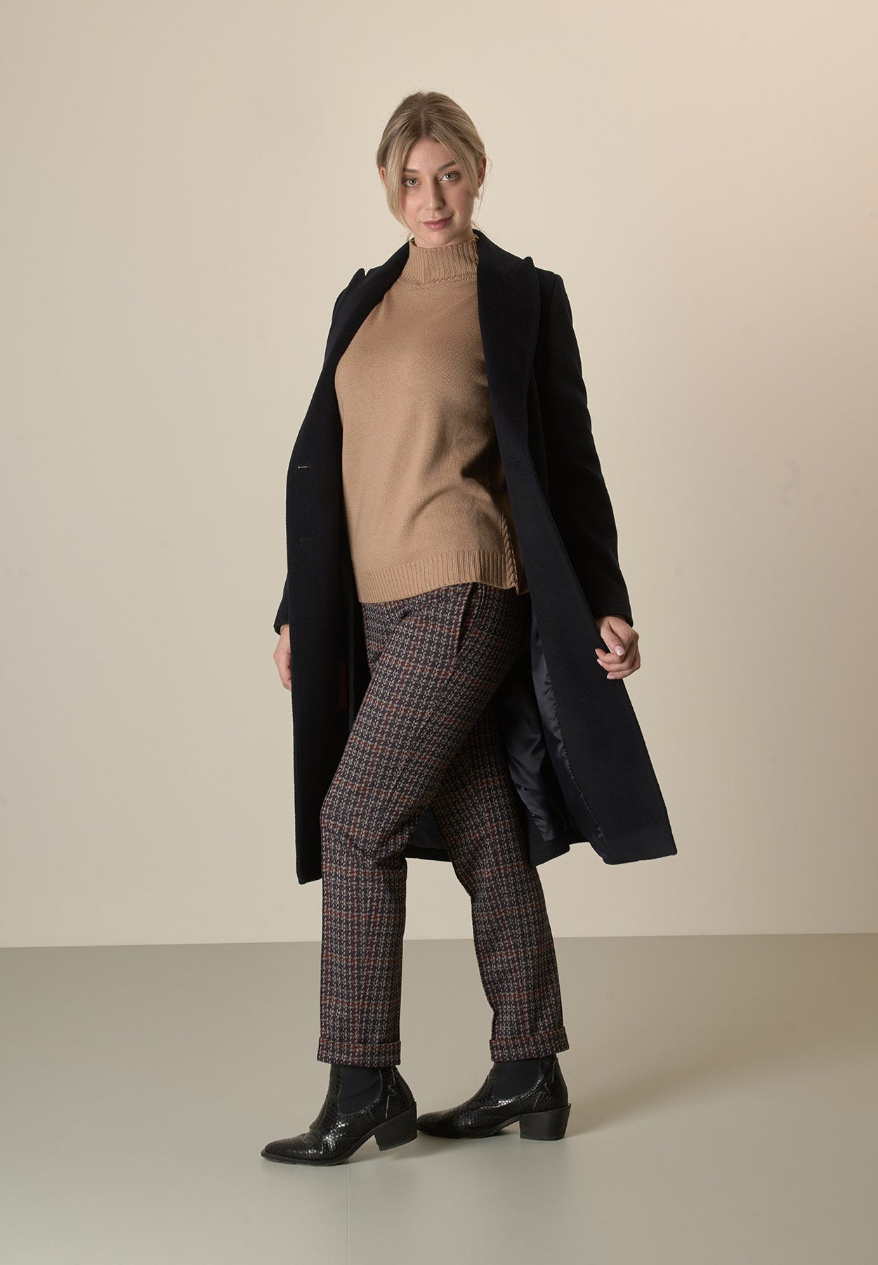 Cappotto blu navy doppiopetto lana cashmere-Angelico