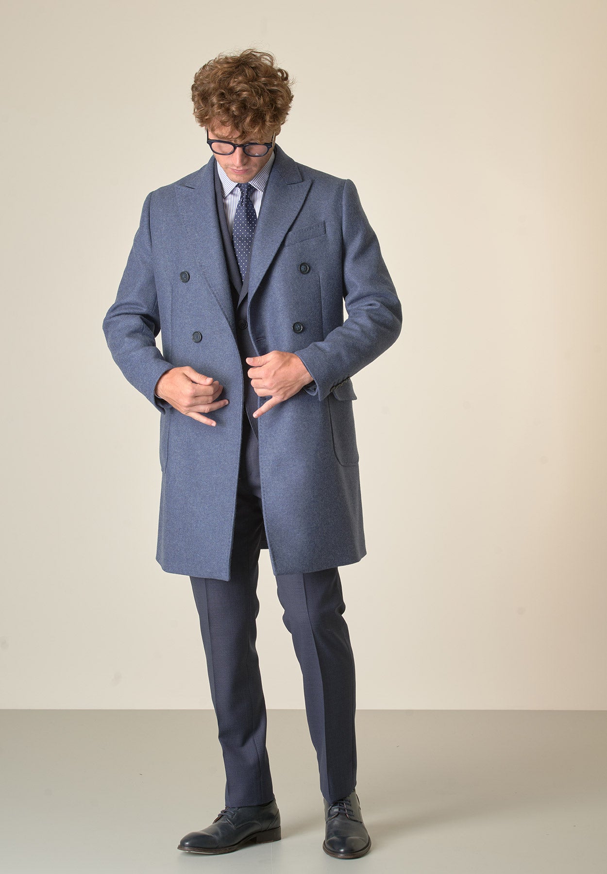 Cappotto avio doppiopetto melange-Angelico