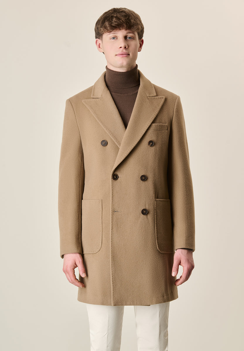Cappotto Doppiopetto Cappotto Cammello Lana Uomo Camel Coat