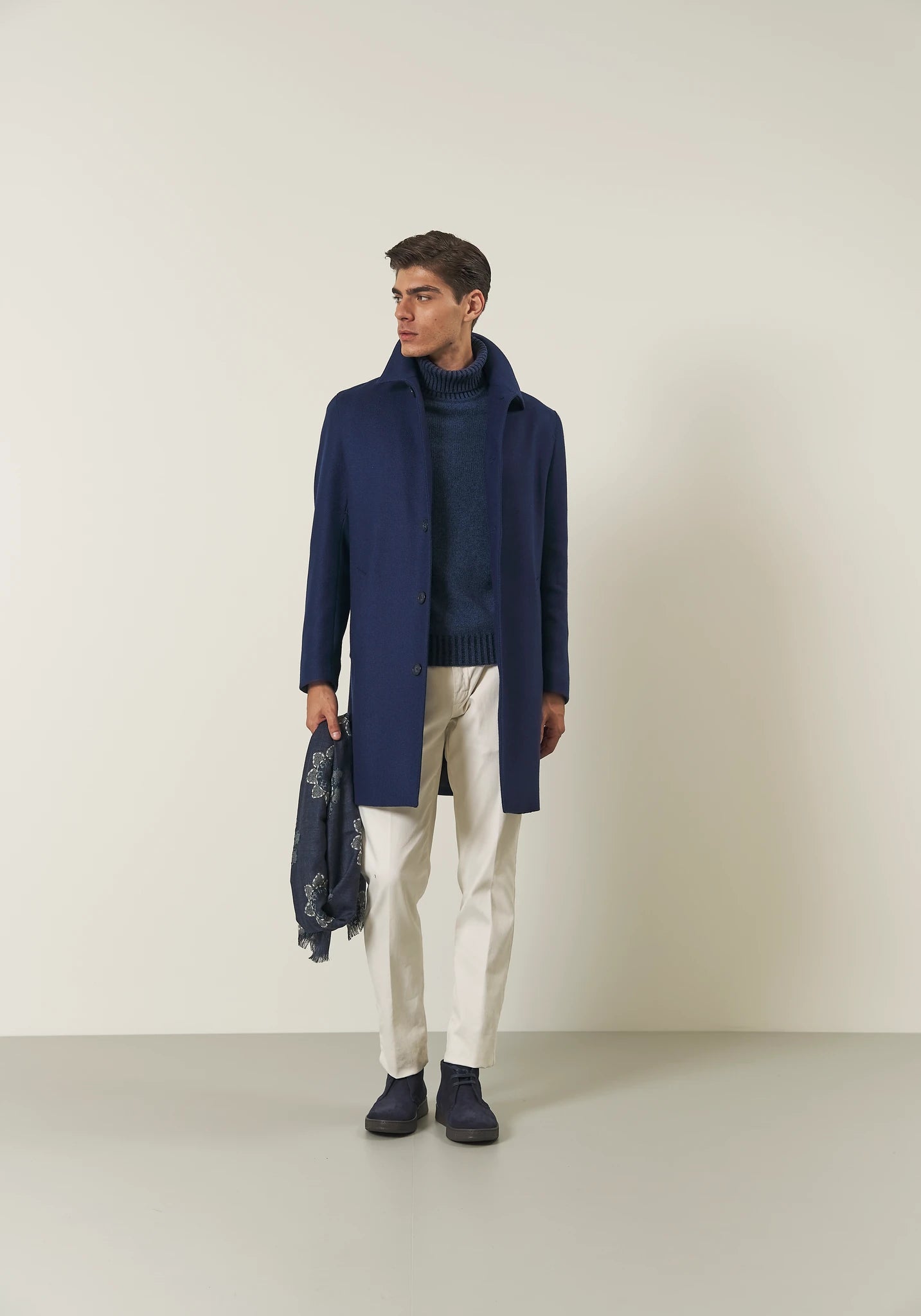 Cappotto car coat bluette misto lana