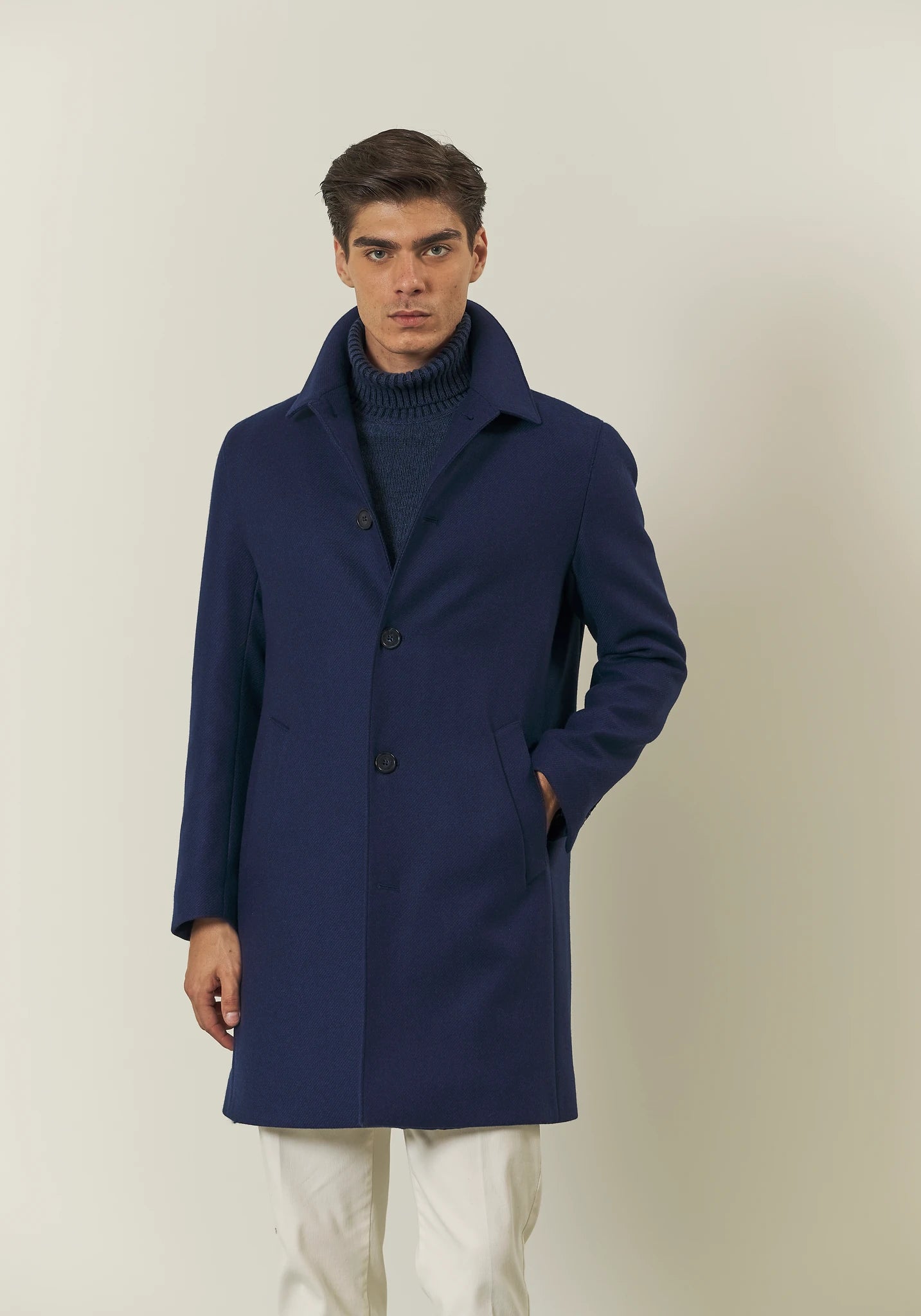 Cappotto car coat bluette misto lana