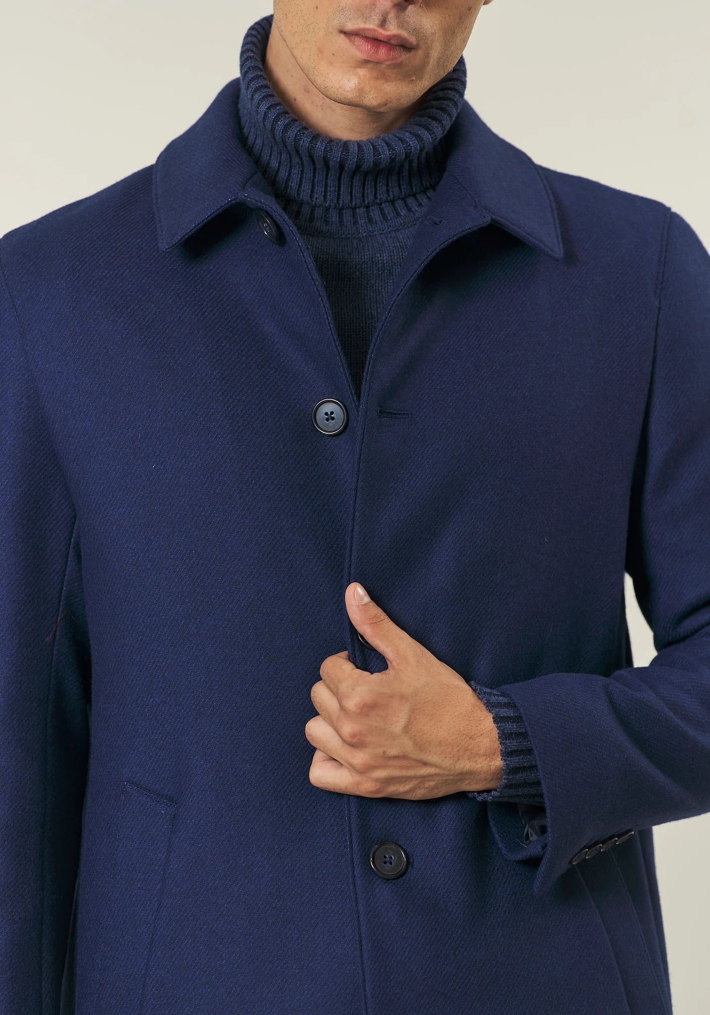 Cappotto car coat bluette misto lana