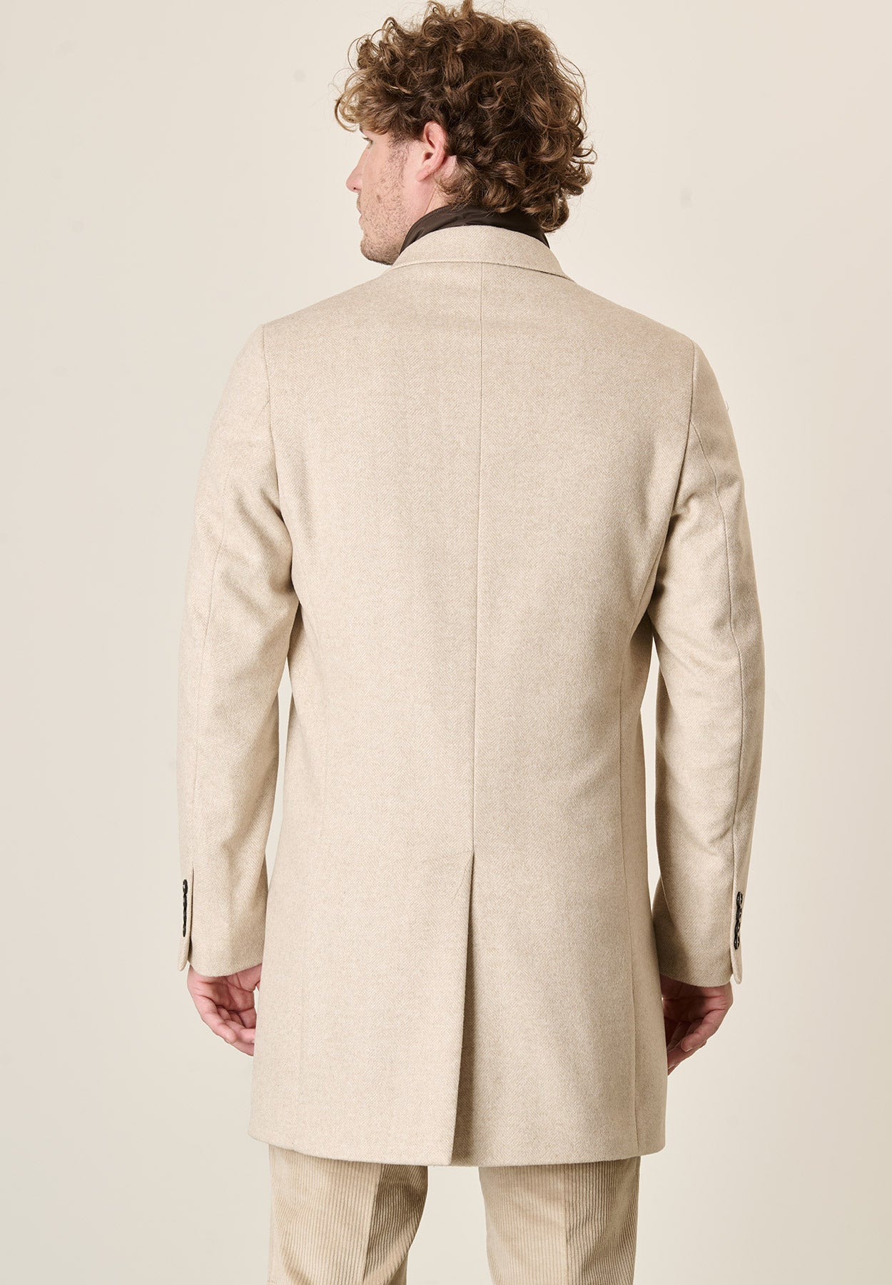 Cappotto naturale misto cashmere resca pettorina staccabile-Angelico