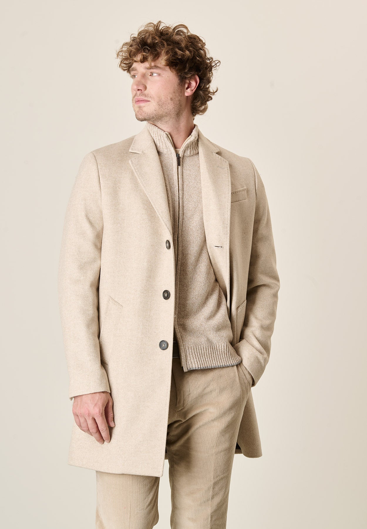 Cappotto naturale misto cashmere resca pettorina staccabile-Angelico