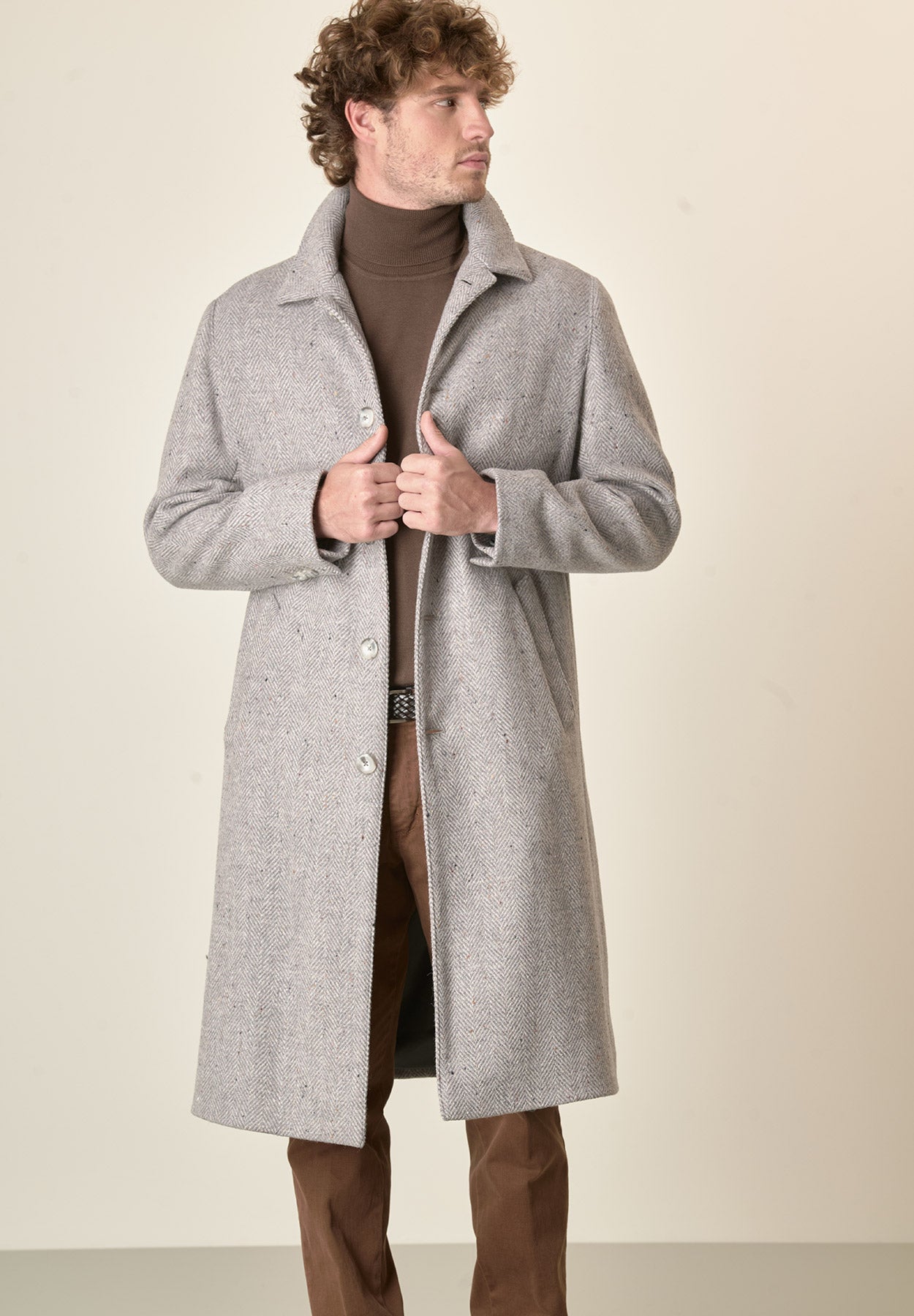 Cappotto grigio chiaro misto lana vergine resca oversize-Angelico