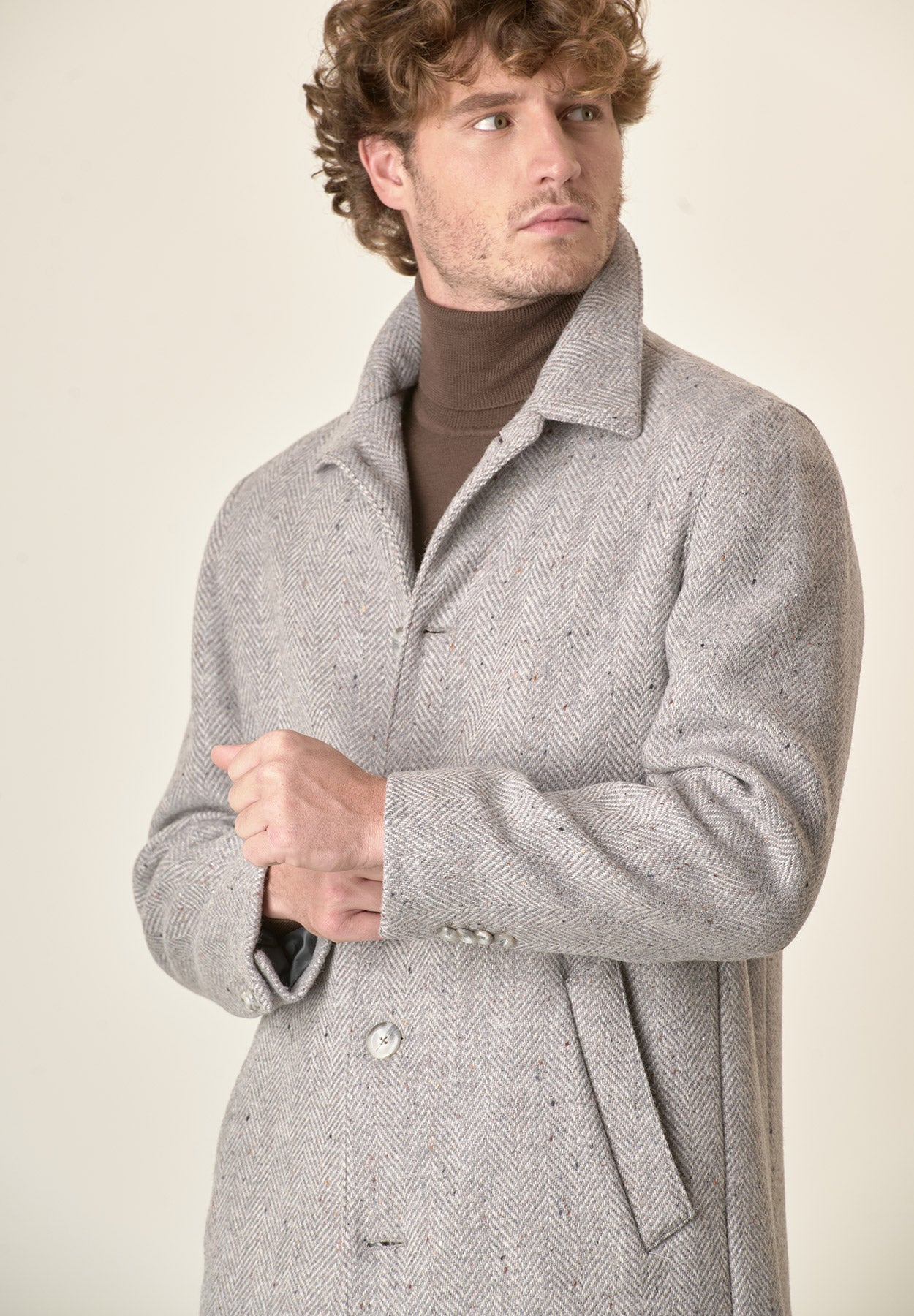 Cappotto grigio chiaro misto lana vergine resca oversize-Angelico