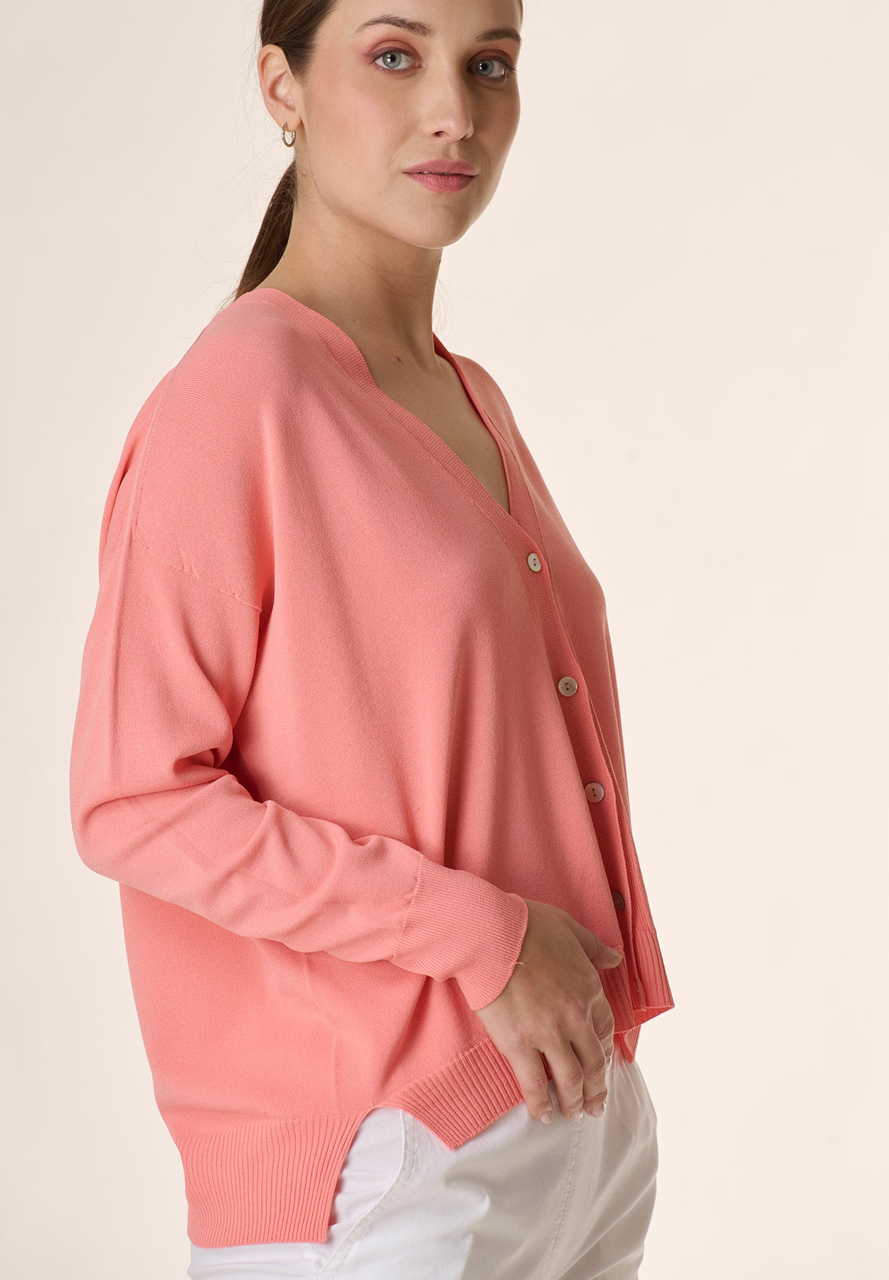 Cardigan rosa con bottoni Angelico 2