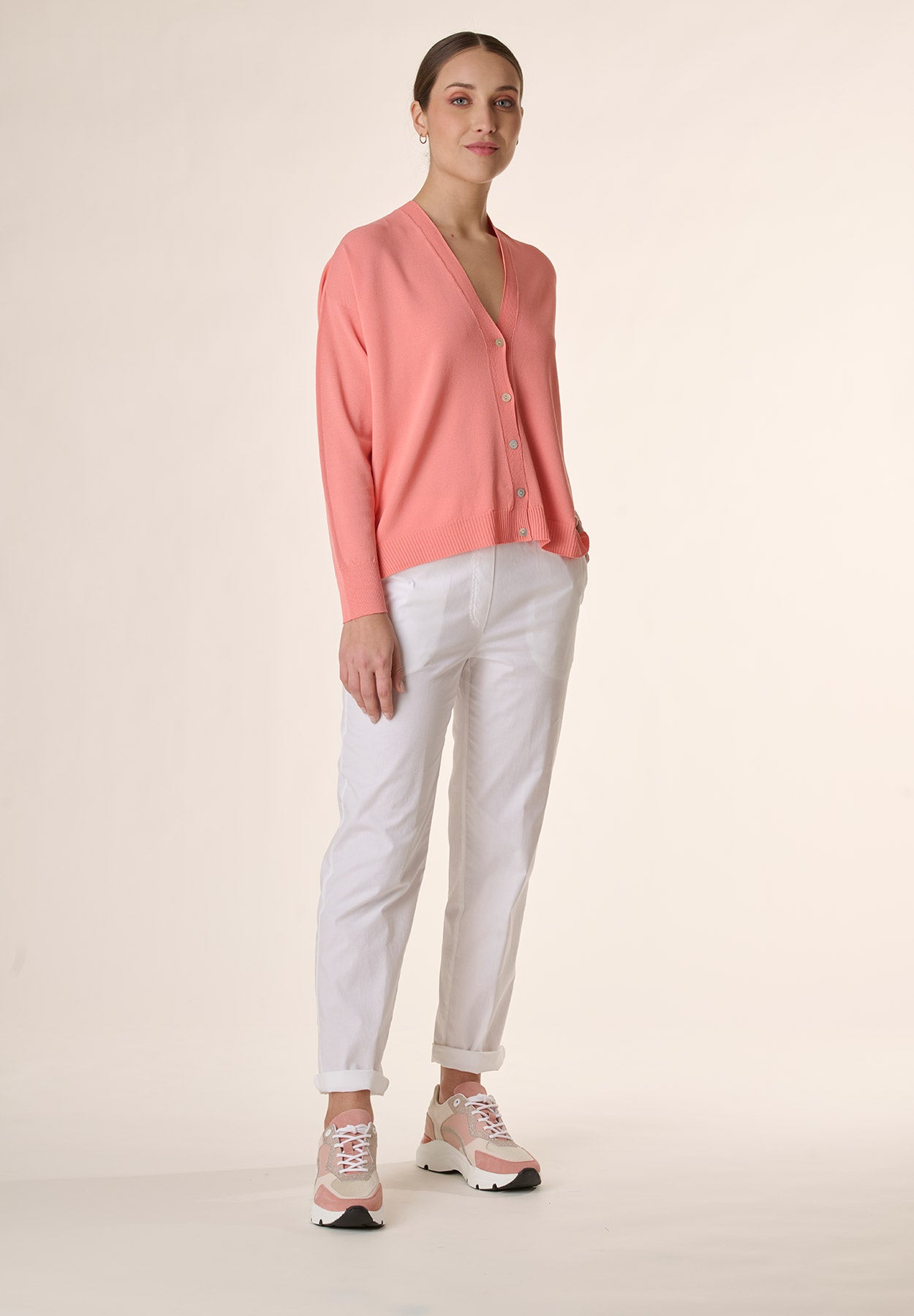 Cardigan rosa con bottoni Angelico 4