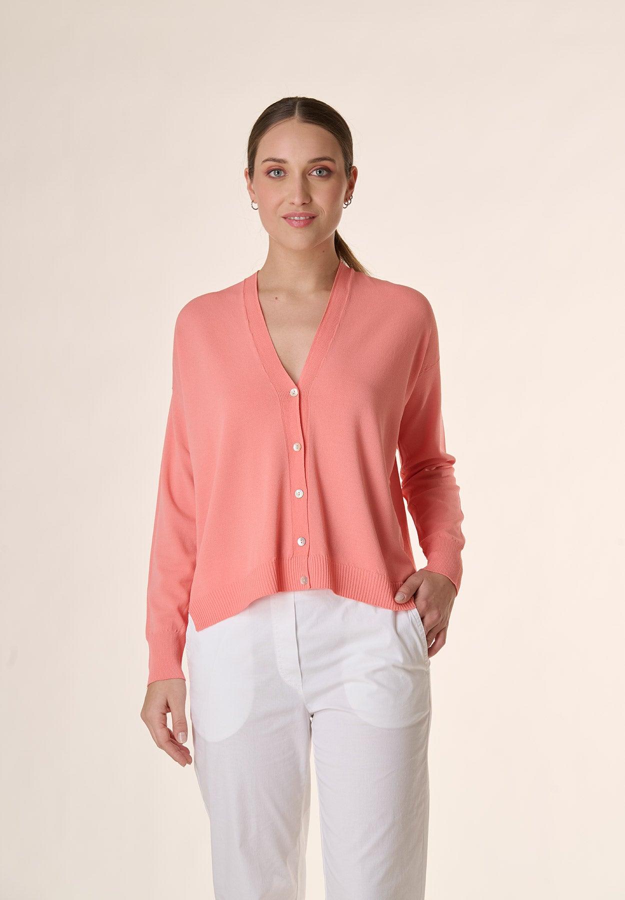 Cardigan rosa con bottoni Angelico 1