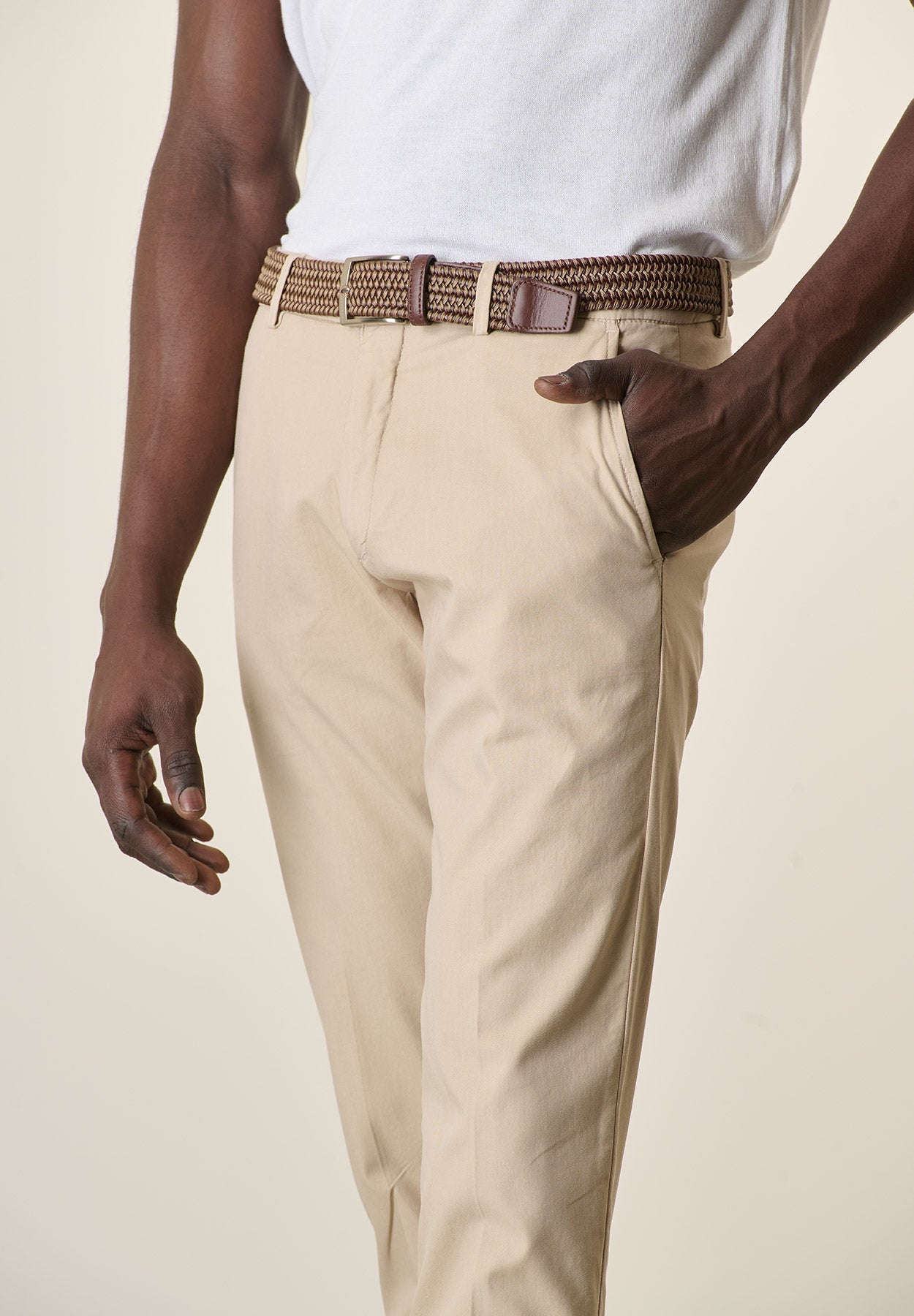 Chinos beige tessuto active slim fit