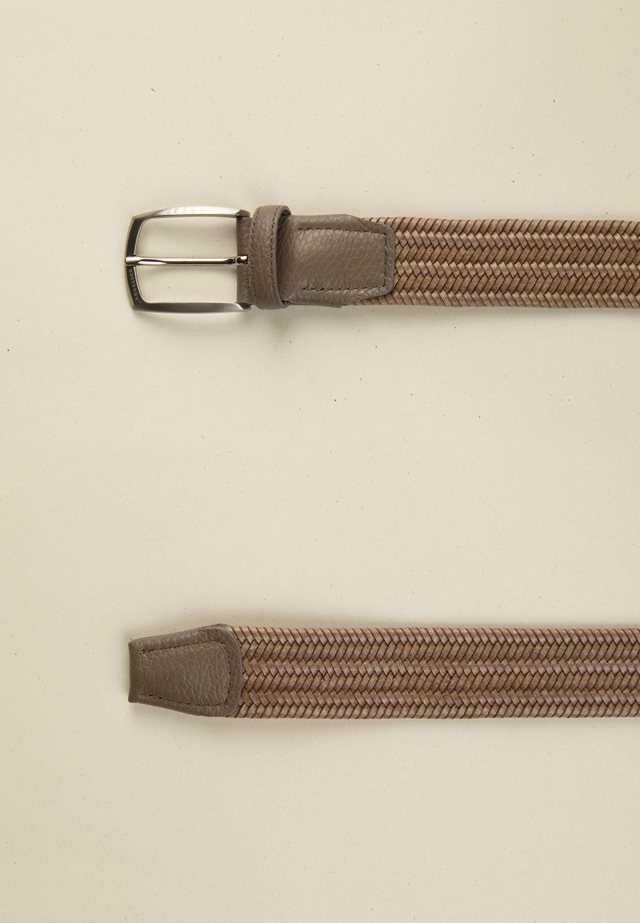 Beige braided recycled leather belt
