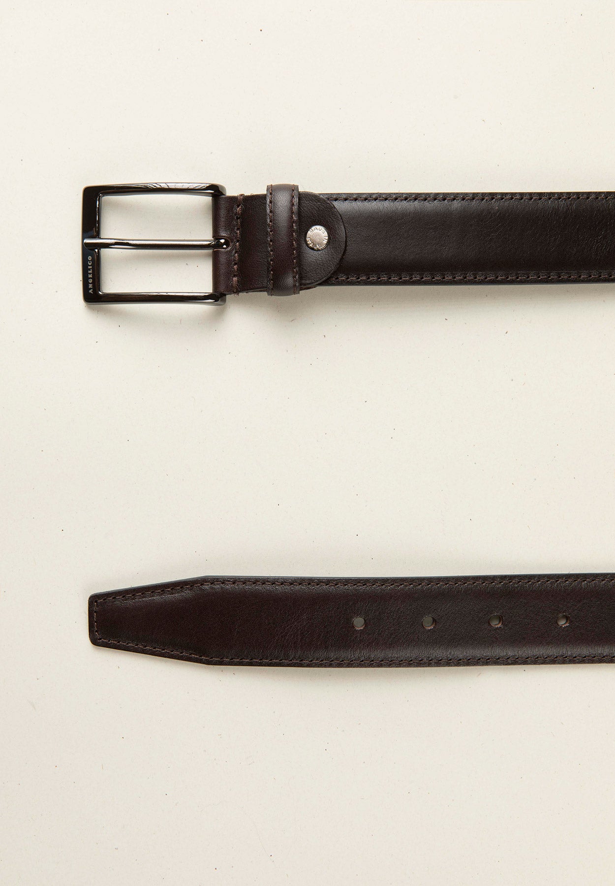 Dark brown soft leather belt Angelico 2
