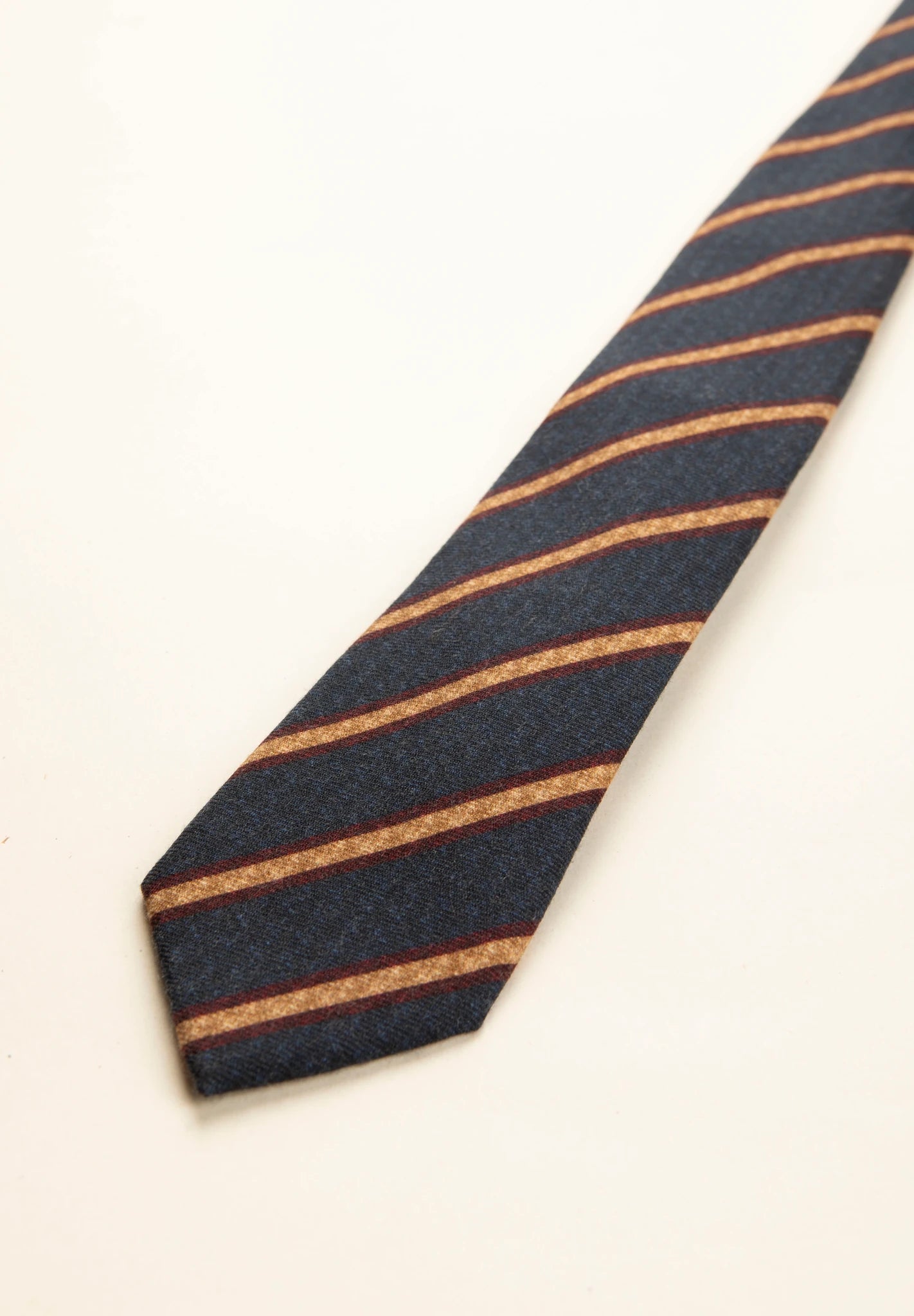 Cravatta lana blu regimental beige-Angelico