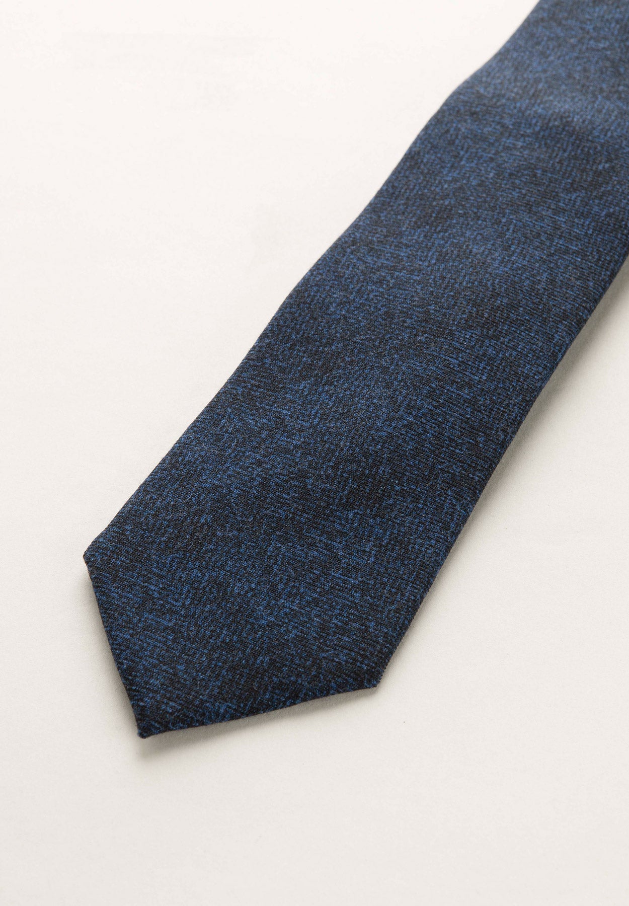 Cravatta blu scura melange lana-Angelico