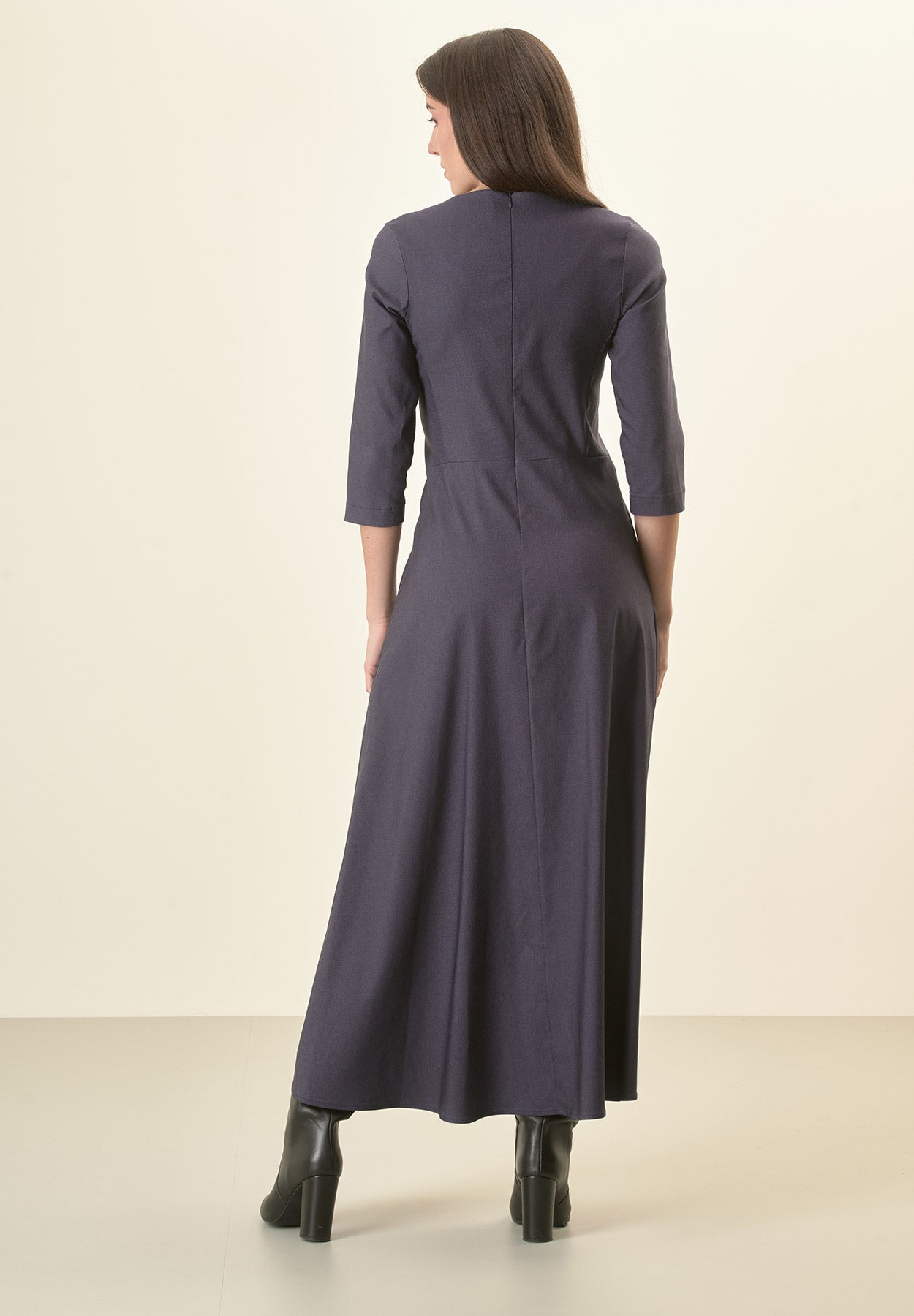 Abito blu denim svasato-Angelico