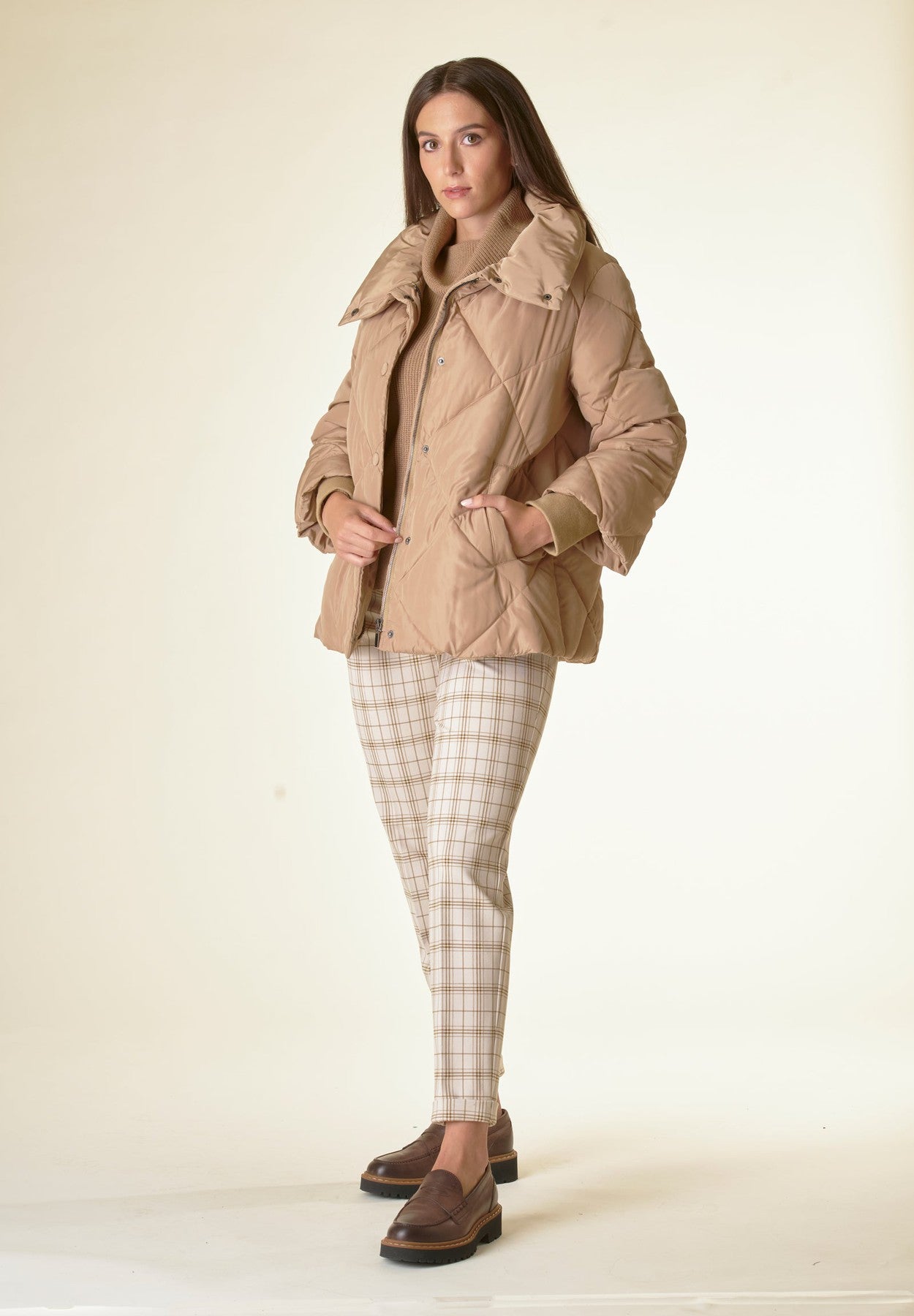 Piumino beige trapuntato