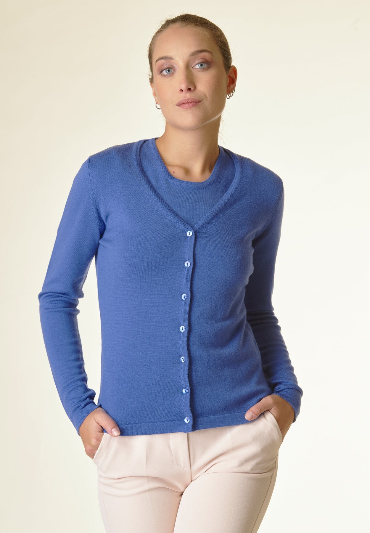 Cardigan bluette lana merinos
