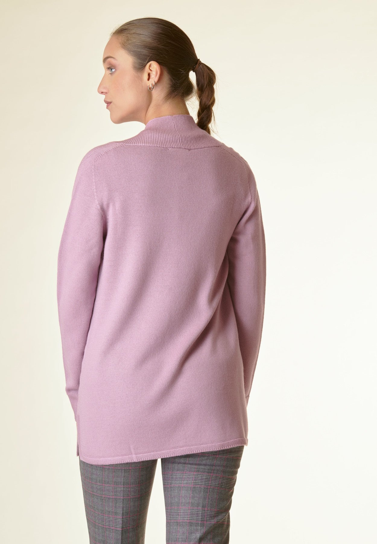 Cardigan rosa collo a scialle-Angelico