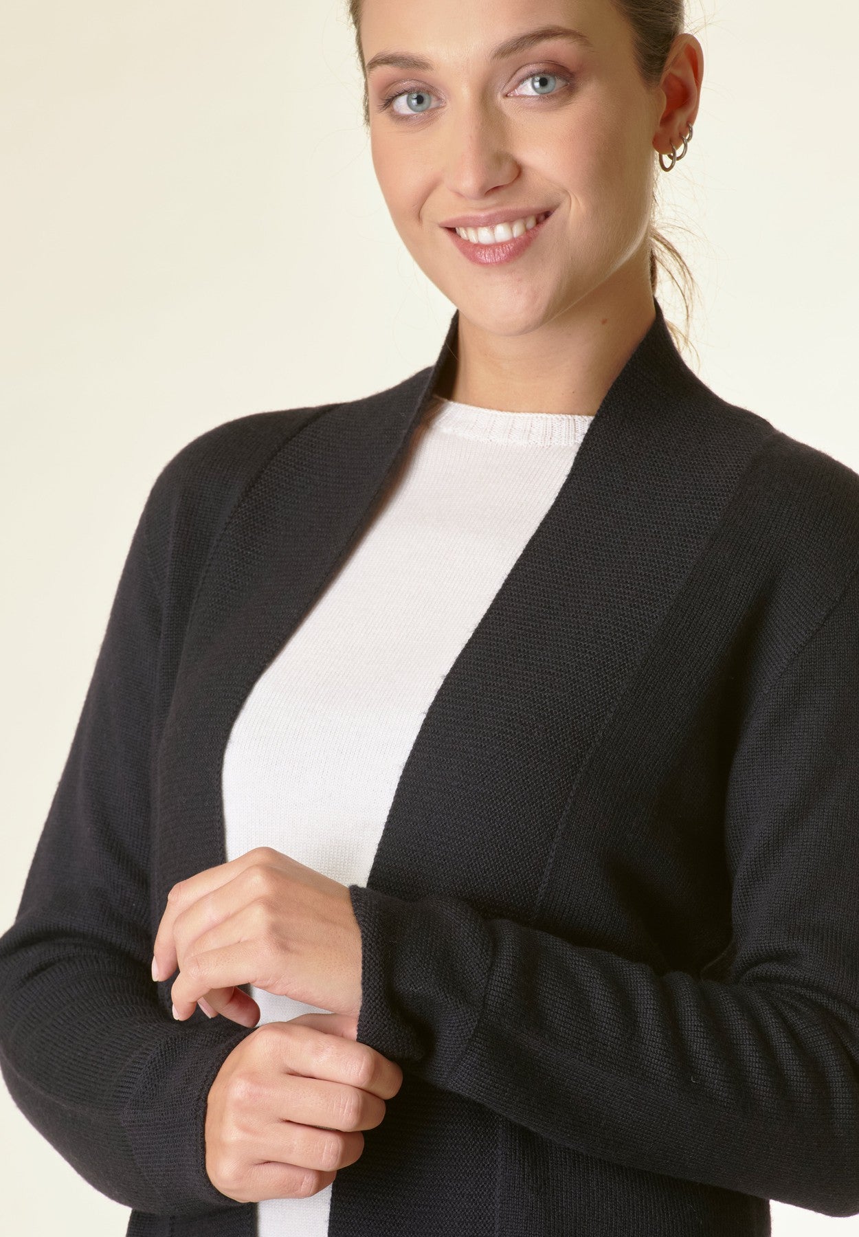 Cardigan nero collo a scialle-Angelico