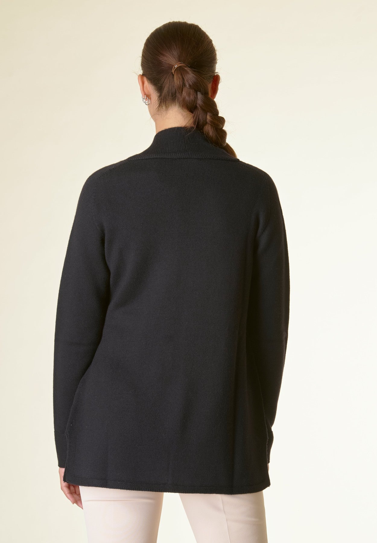 Cardigan nero collo a scialle-Angelico