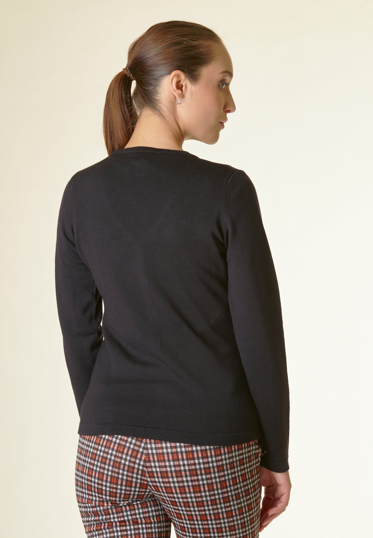 Cardigan nero lana merinos-Angelico