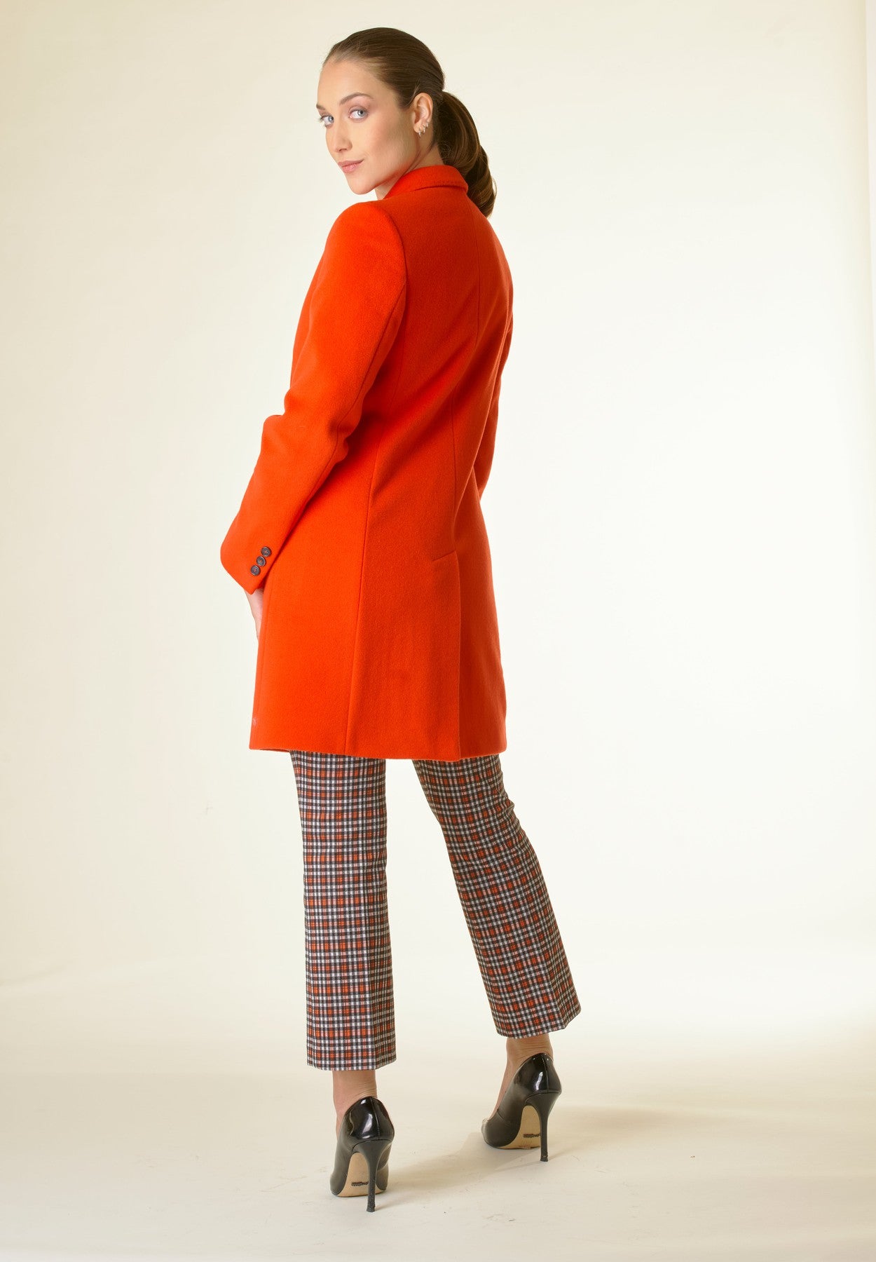 Cappotto arancione corto lana cashmere-Angelico