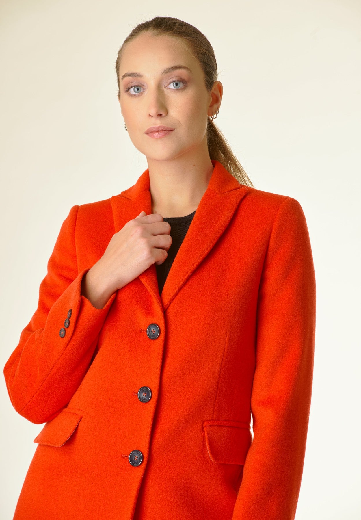 Cappotto arancione corto lana cashmere-Angelico