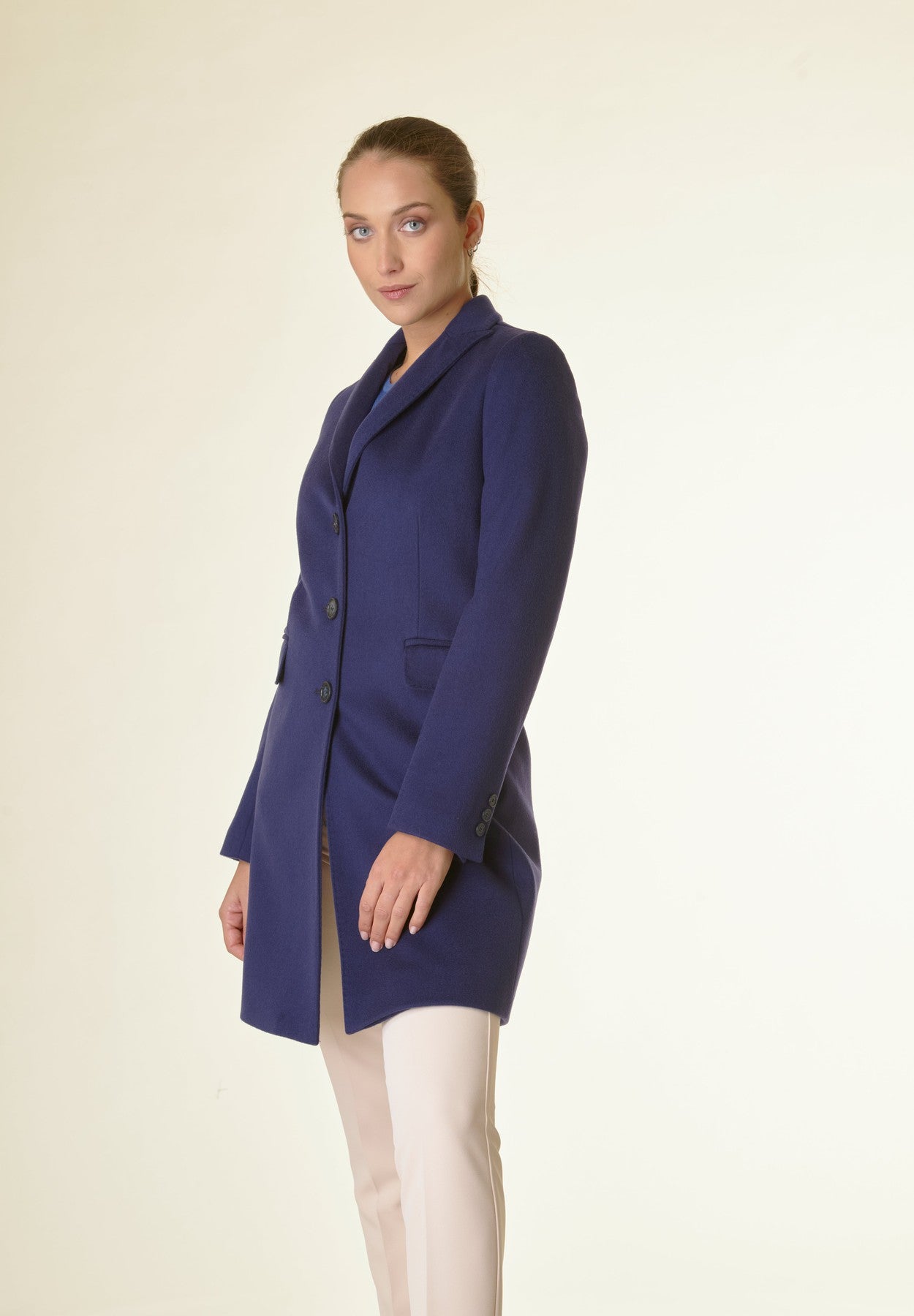 Cappotto blu corto lana cashmere